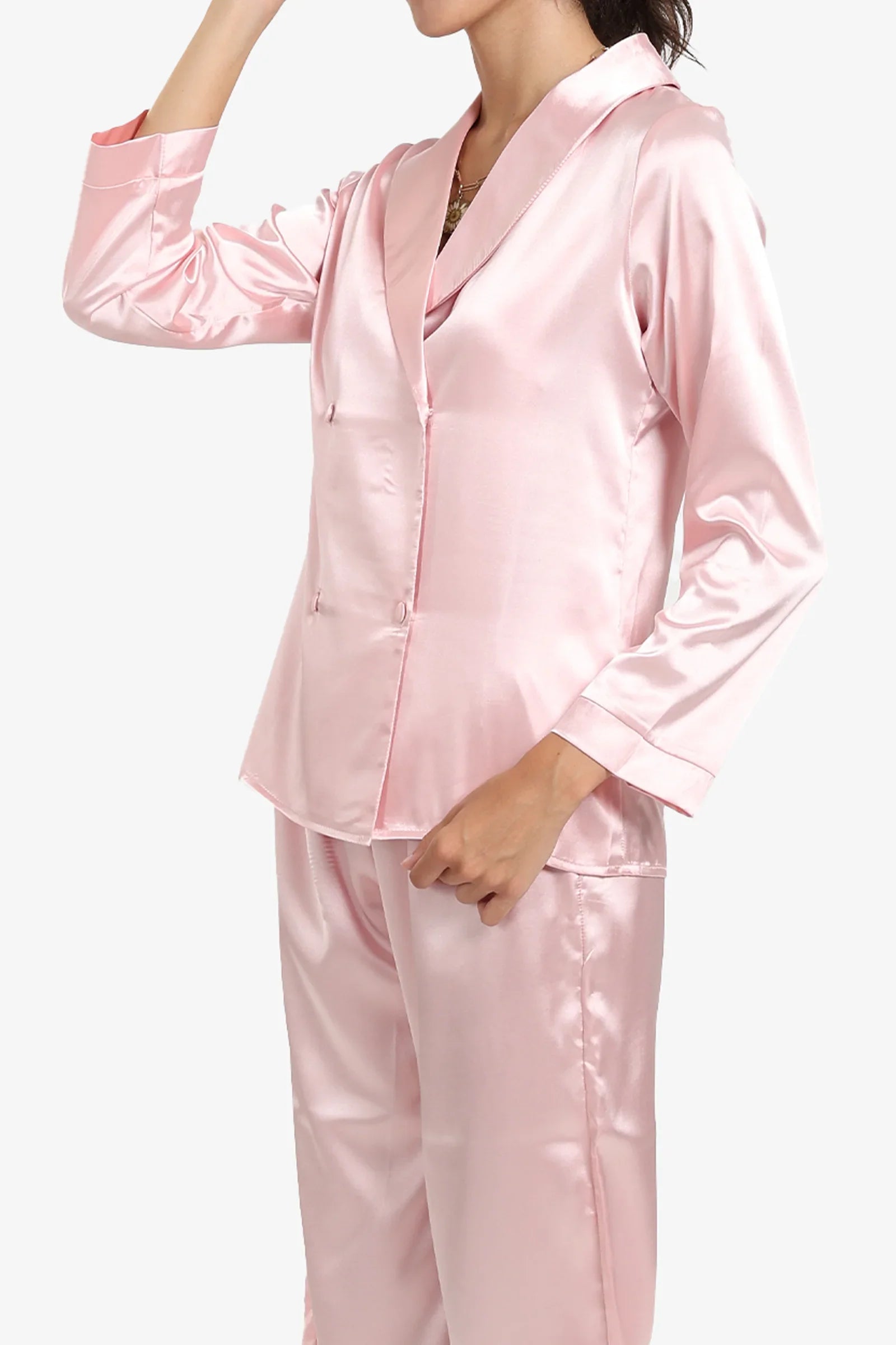 Double-Breasted Satin Pyjama Set