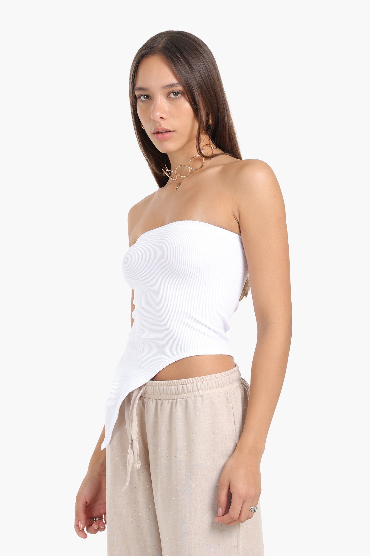 Asymmetrical Strapless Top