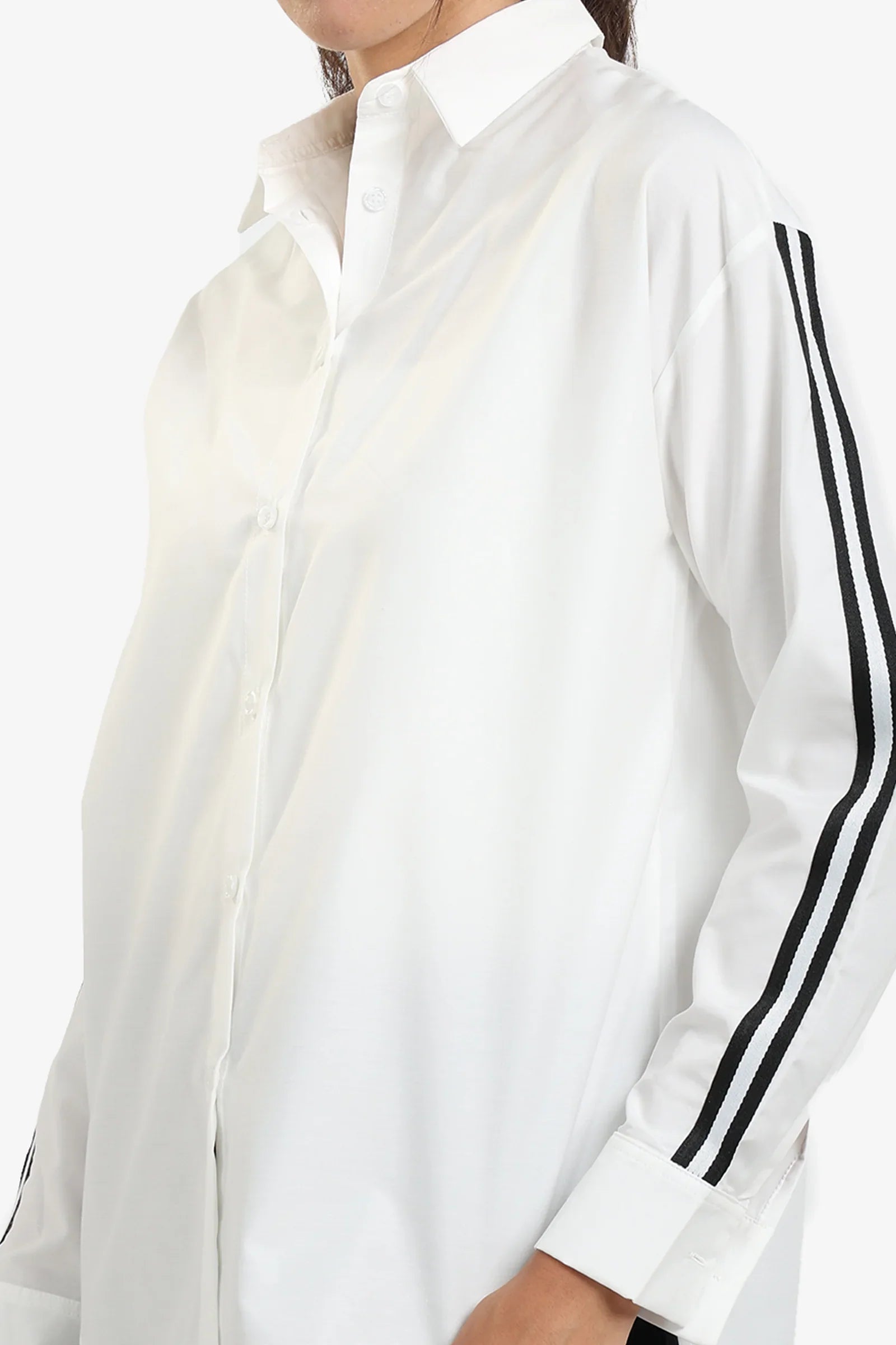 Shirt with Striped Black Sleeves