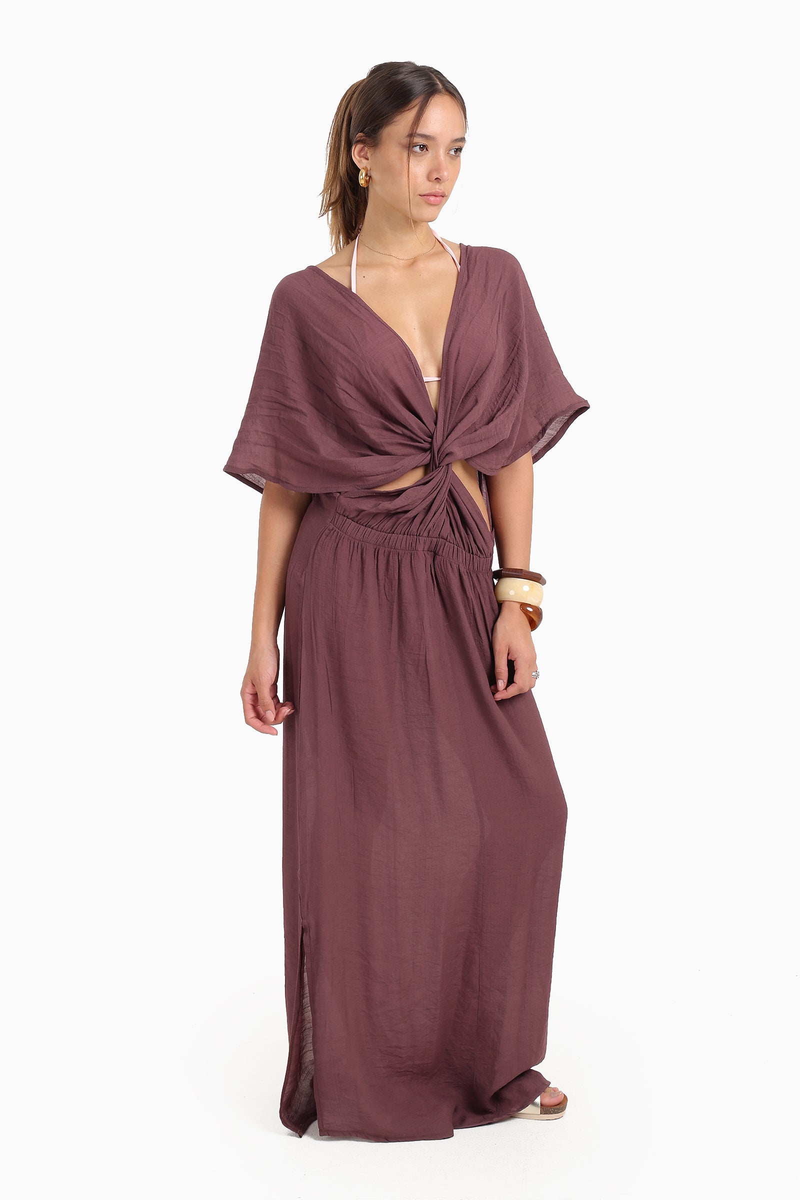 Deep V-Neckline Beach Dress