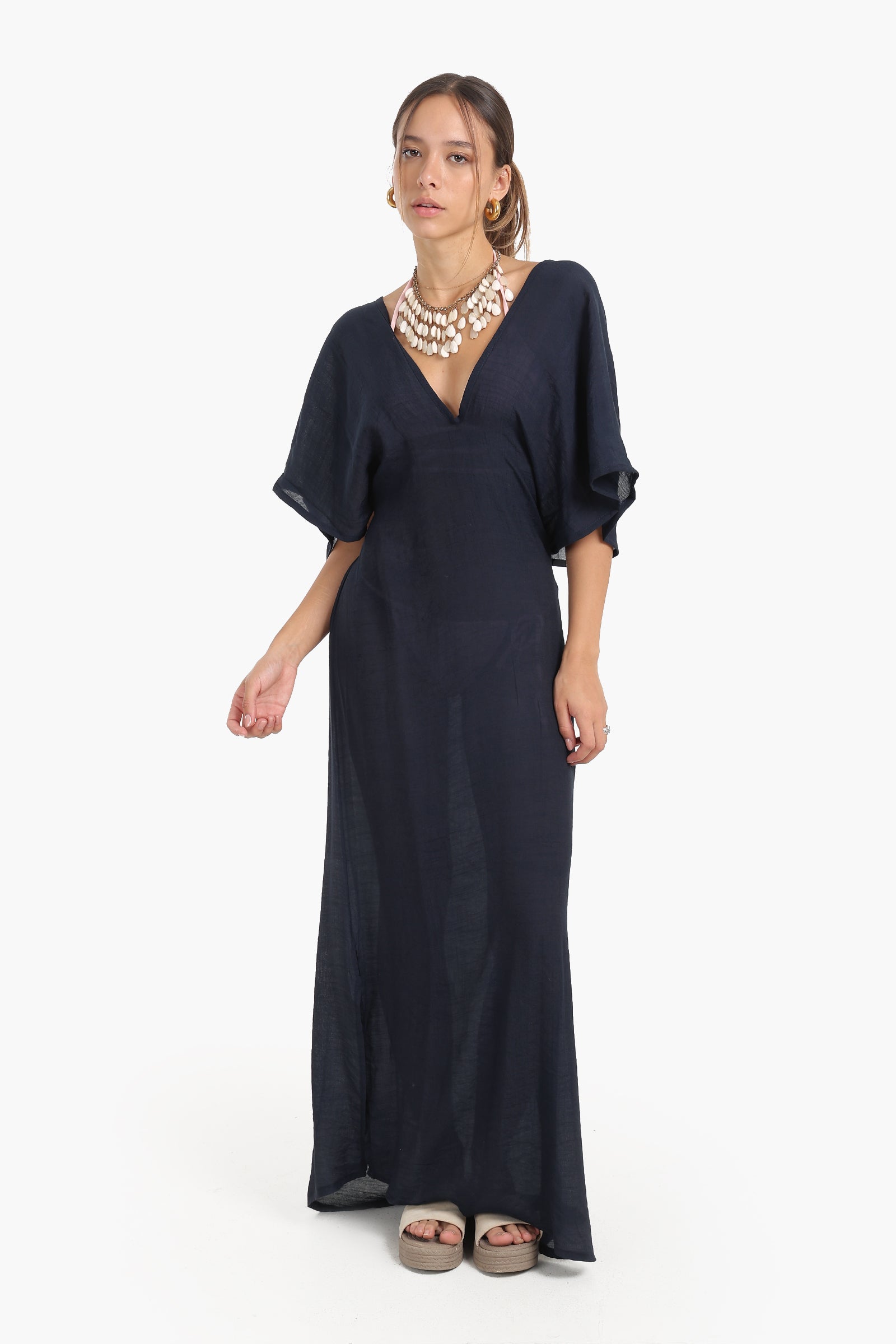 Deep V-Neckline Beach Dress