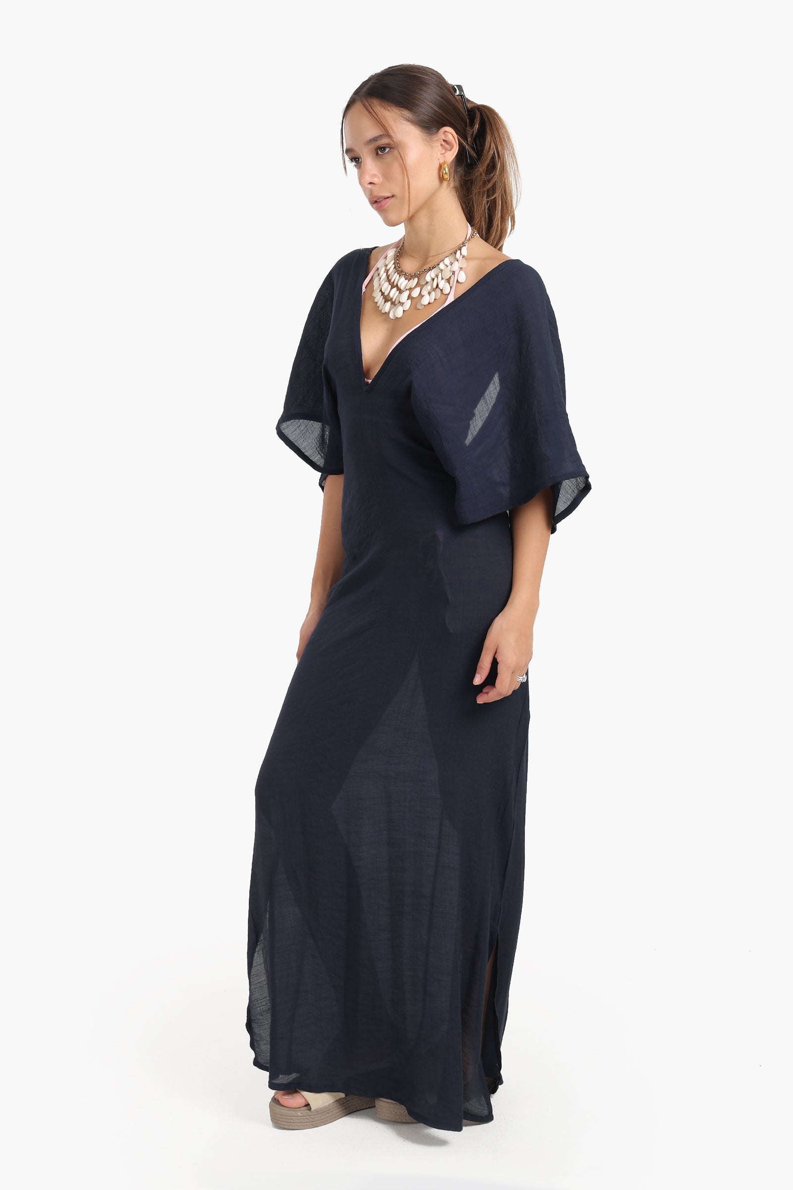 Deep V-Neckline Beach Dress