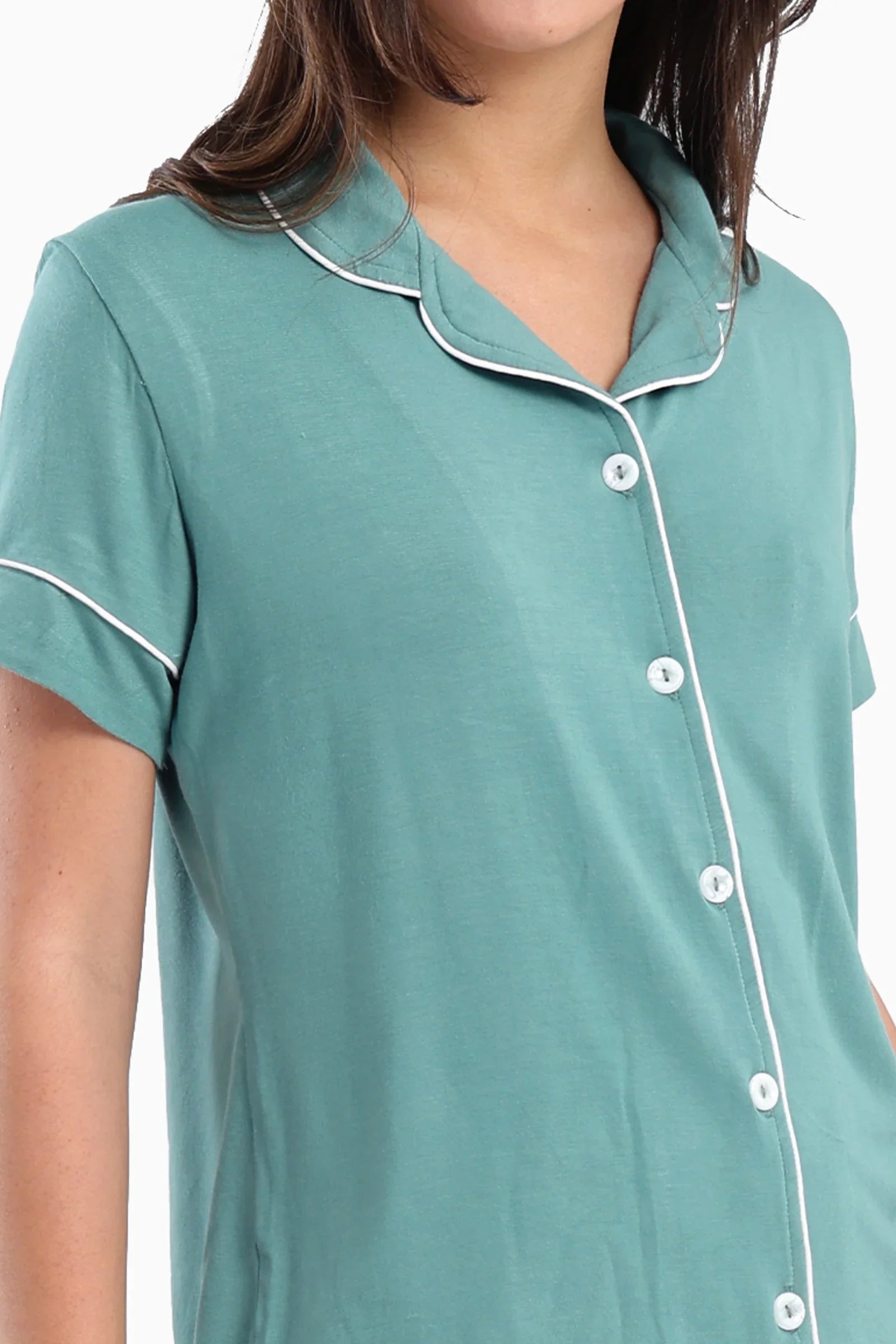 Color Piping Poplin Pyjama Set