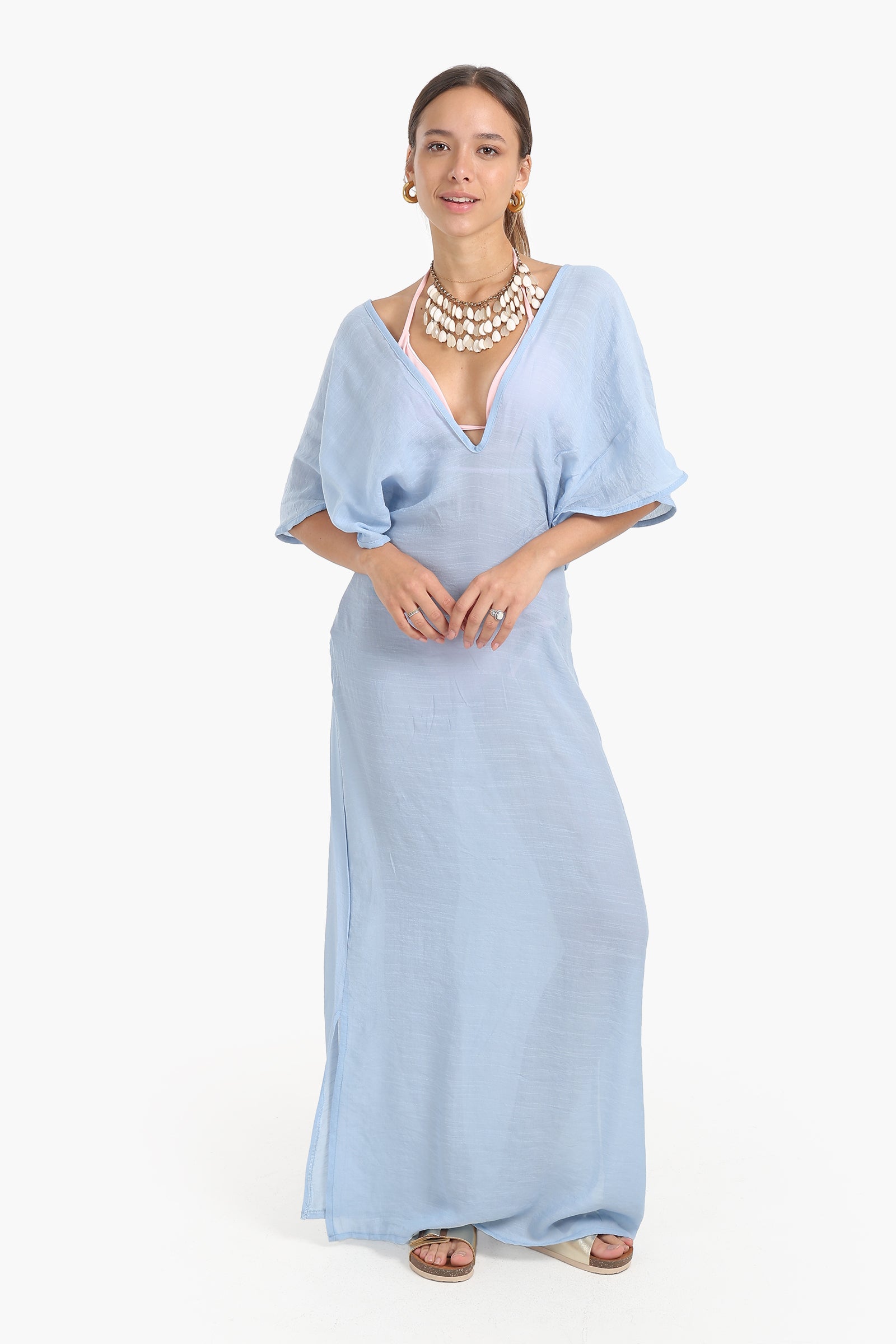 Deep V-Neckline Beach Dress