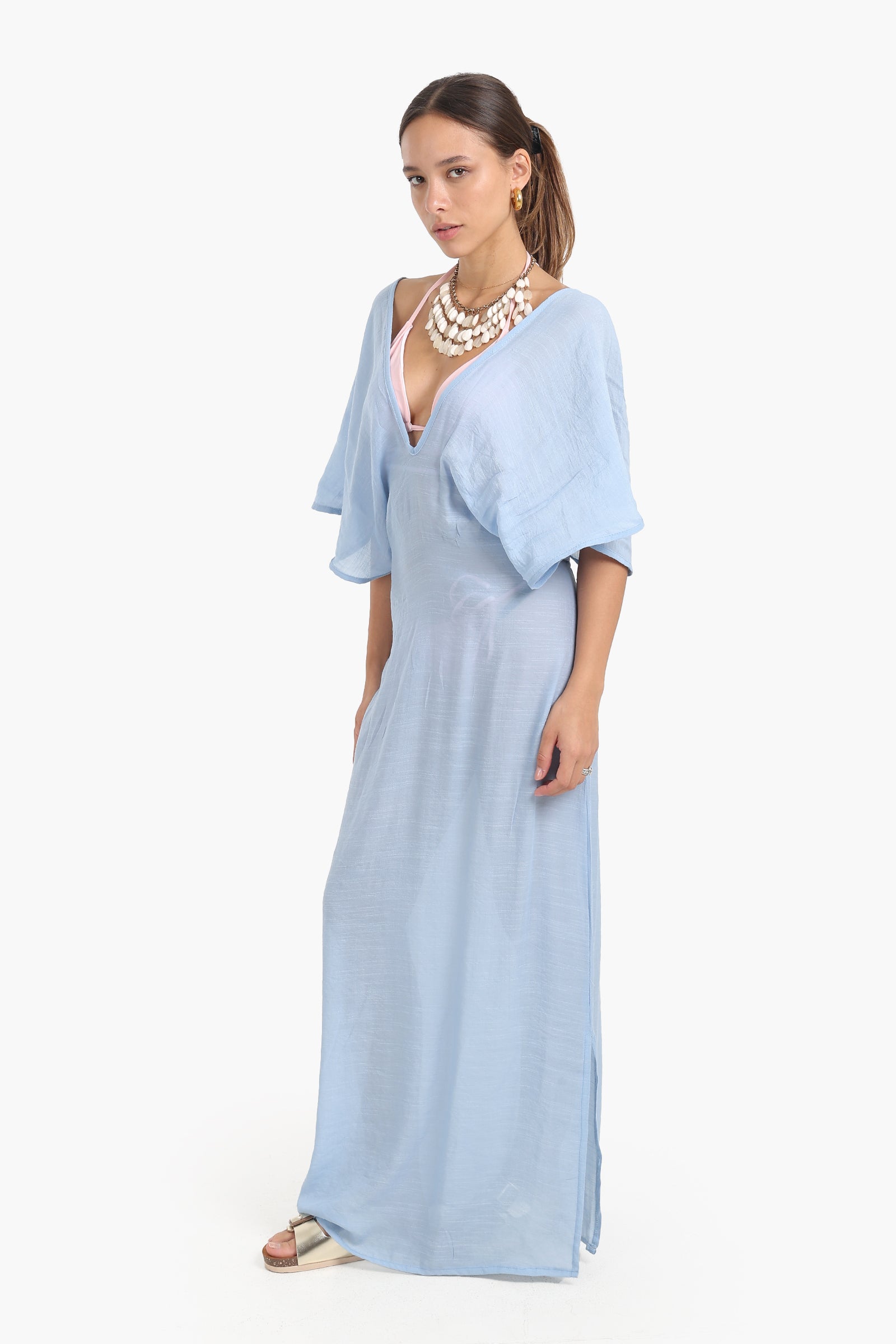 Deep V-Neckline Beach Dress