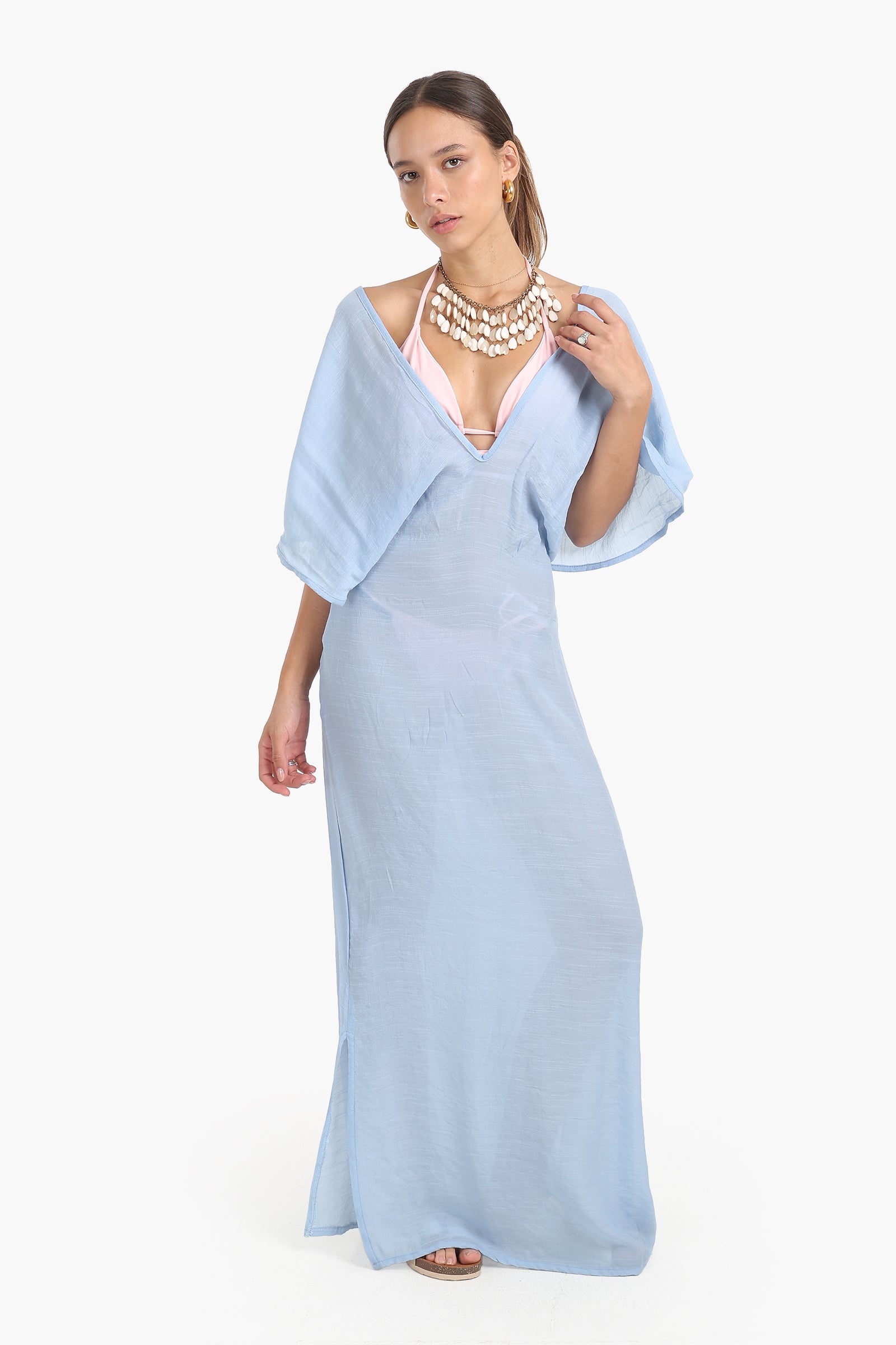 Deep V-Neckline Beach Dress