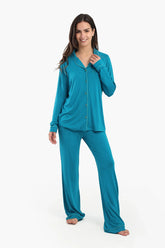 Viscose Contrast Piping Pyjama Set