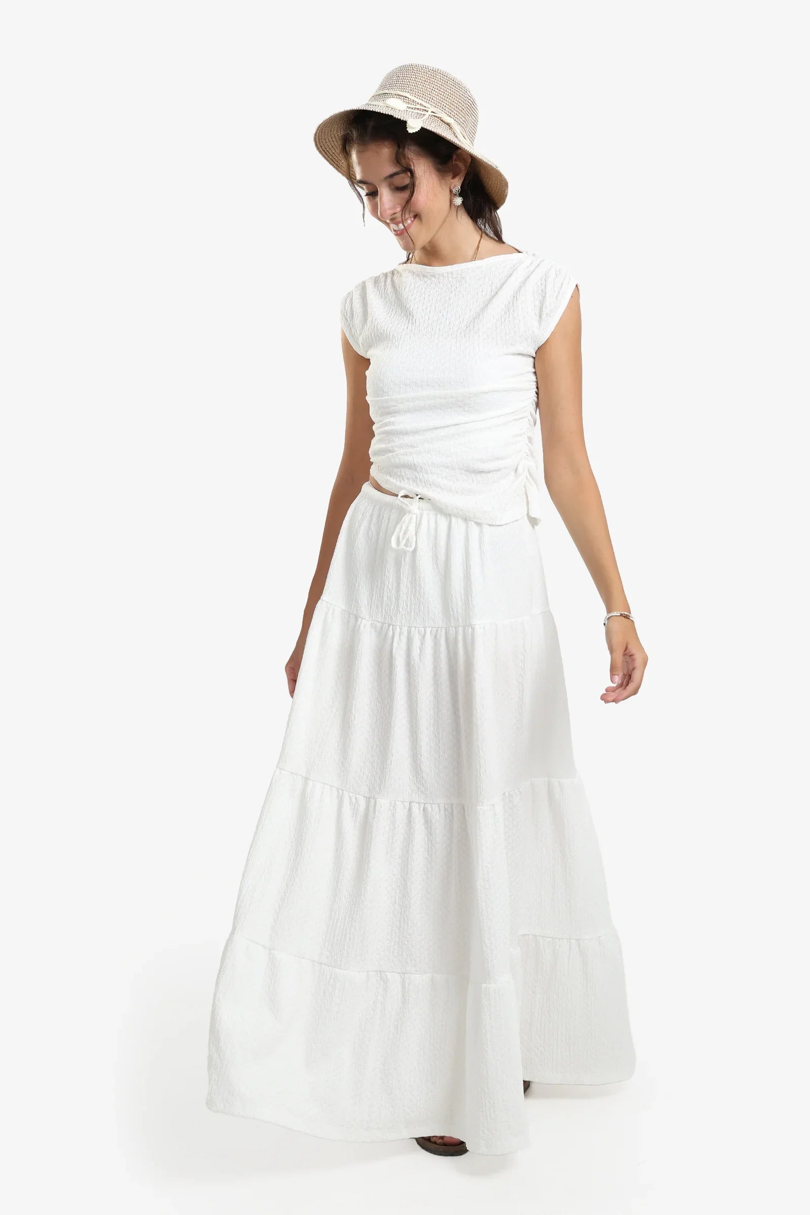 White Maxi Tiered Skirt