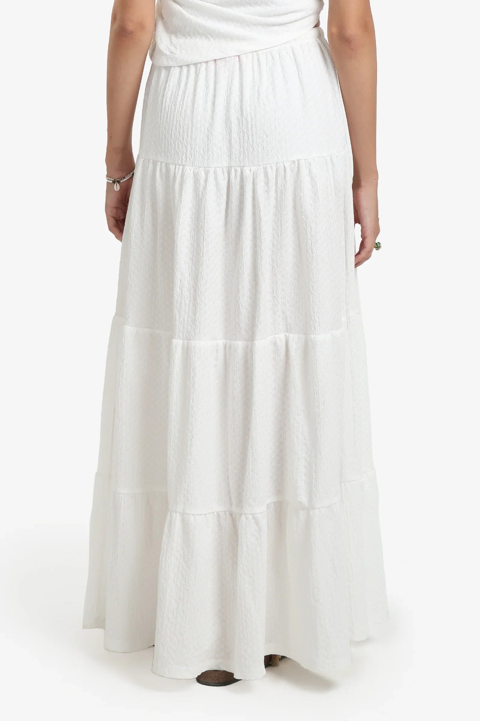 White Maxi Tiered Skirt