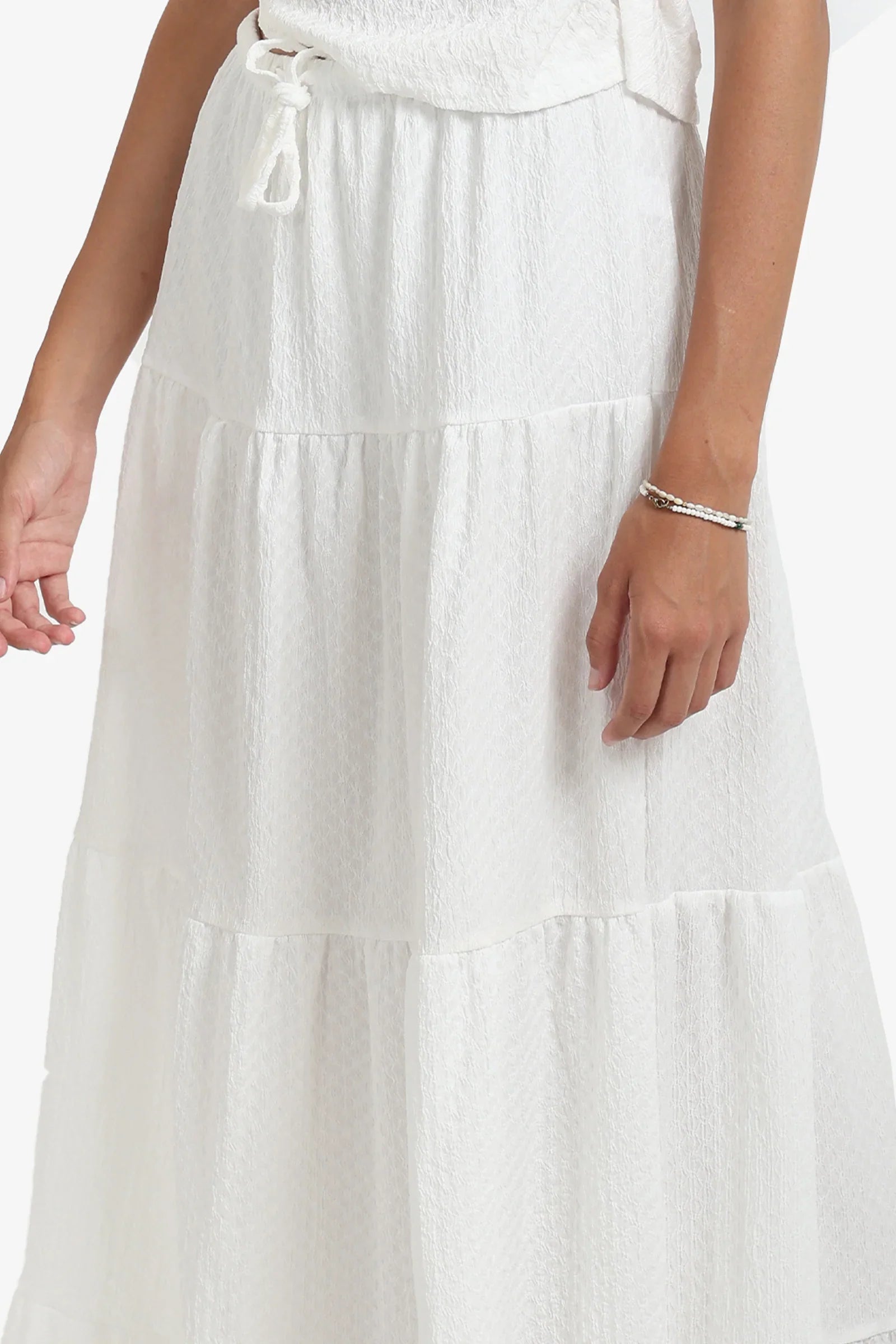 White Maxi Tiered Skirt