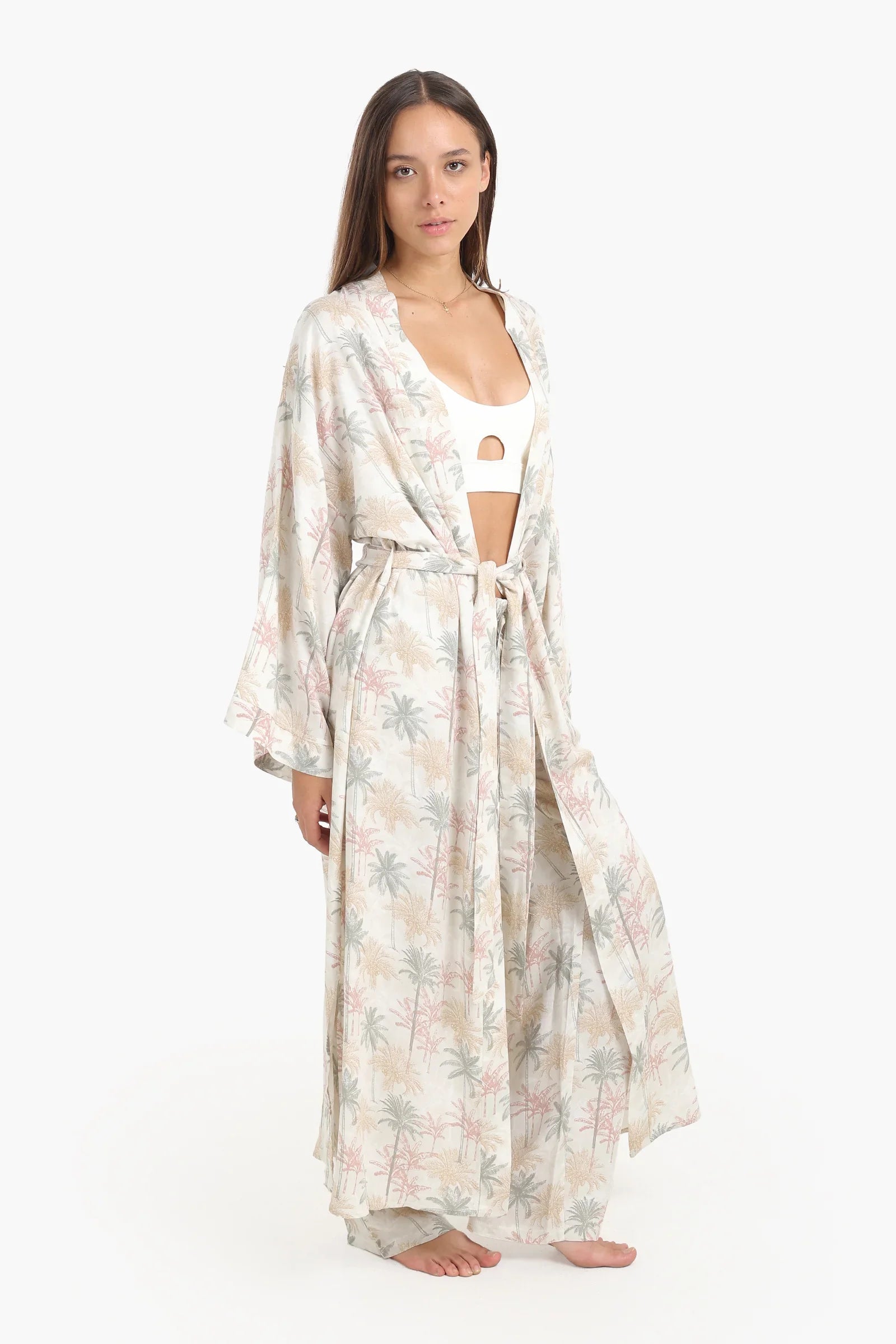 Palm Printed Long Robe
