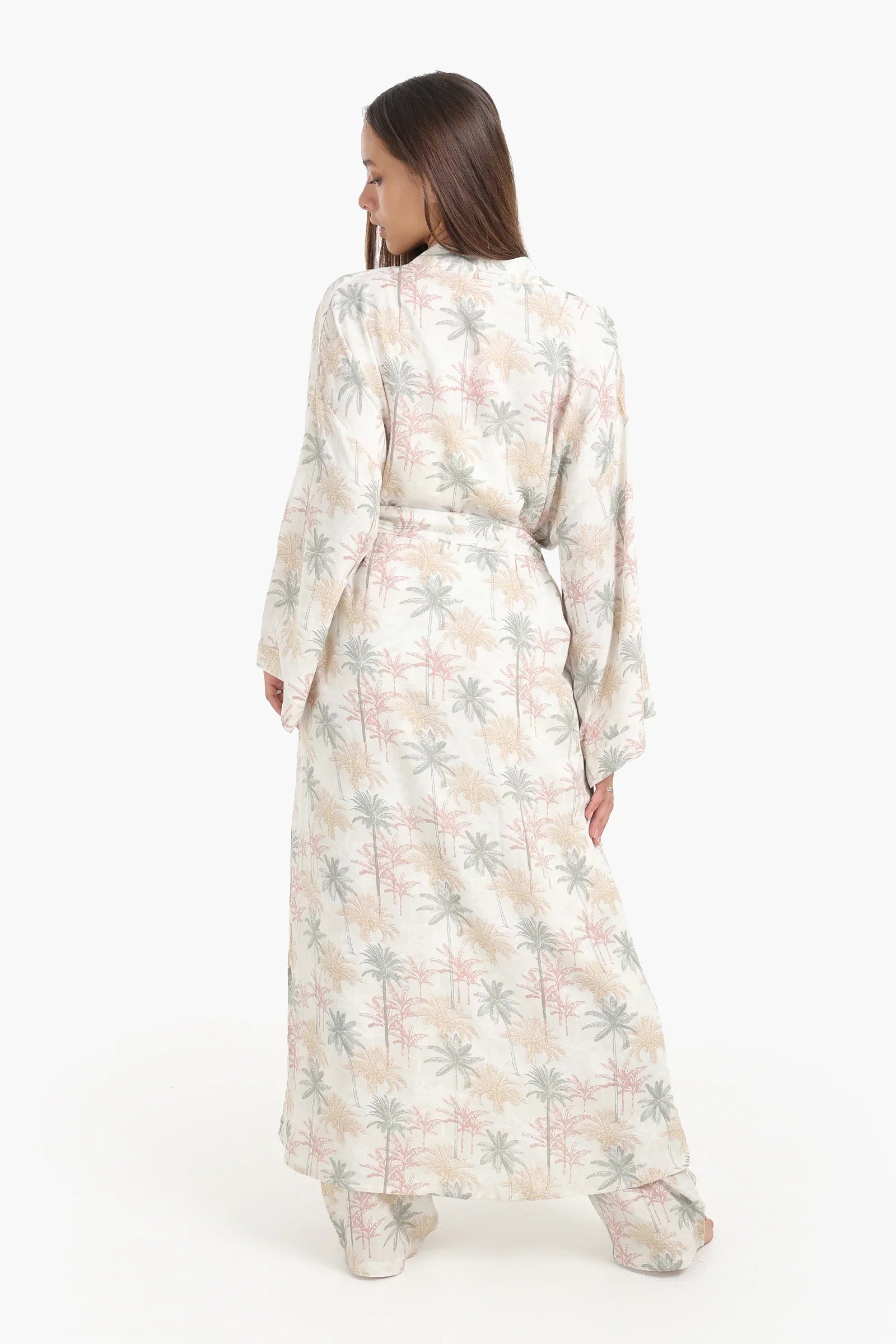 Palm Printed Long Robe
