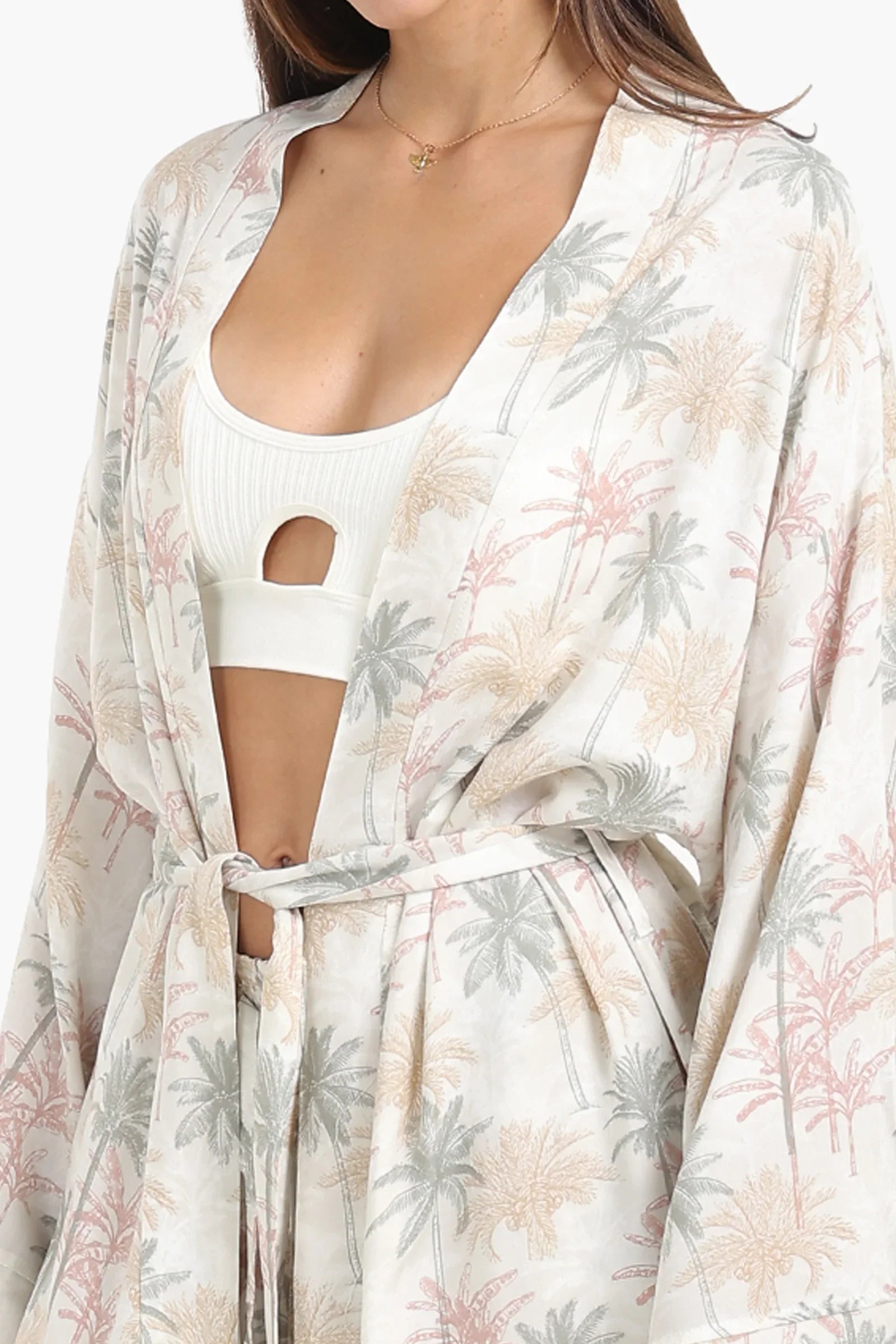 Palm Printed Long Robe