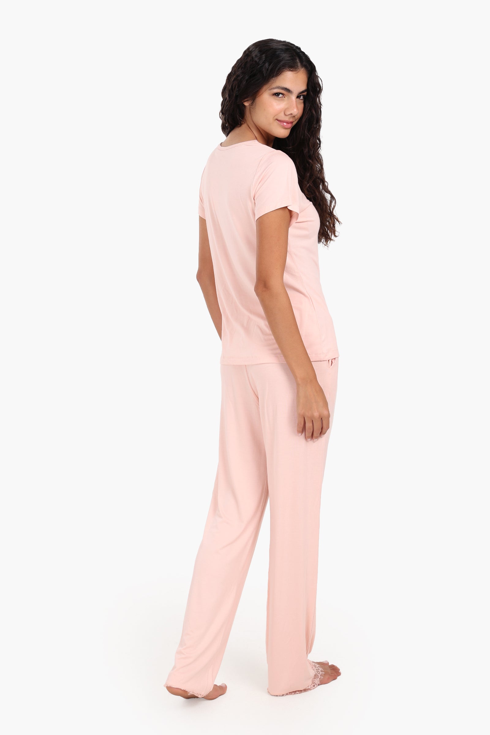 Pyjama Set with Lace Edges