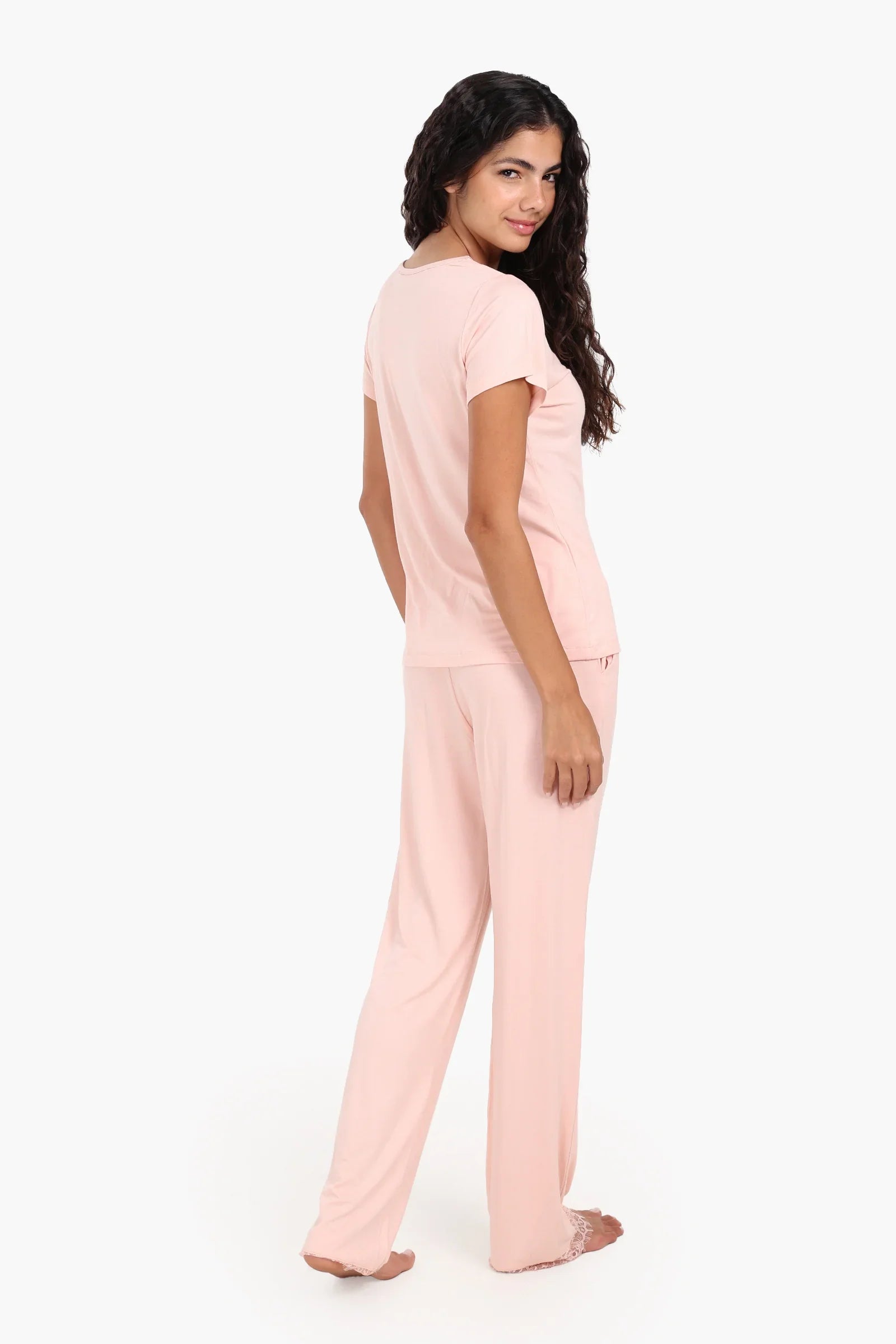 Pyjama Set with Lace Edges