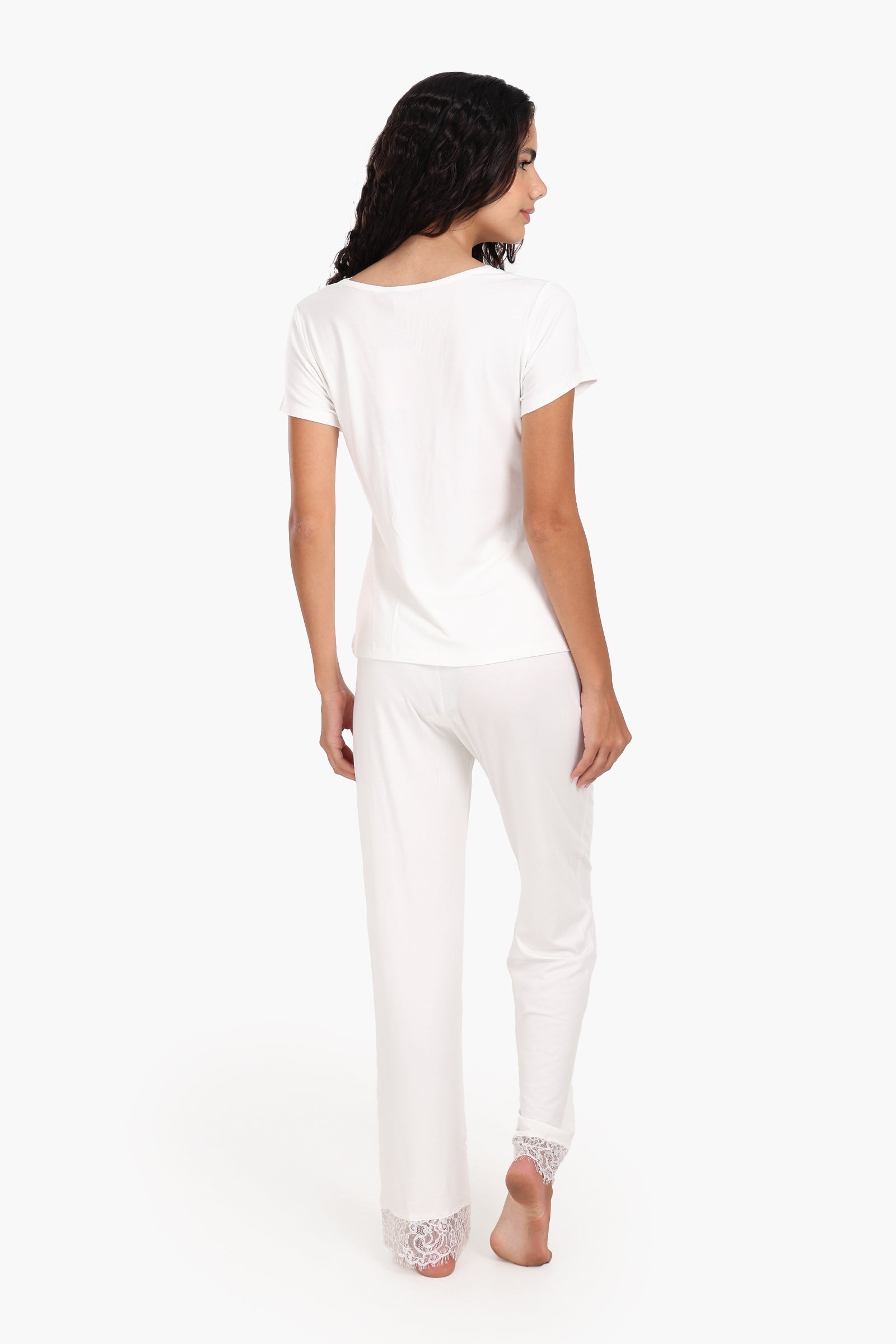 Pyjama Set with Lace Edges