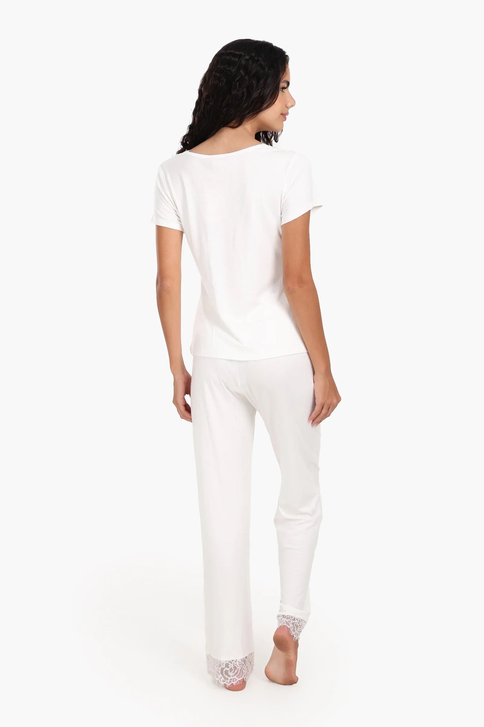 Pyjama Set with Lace Edges