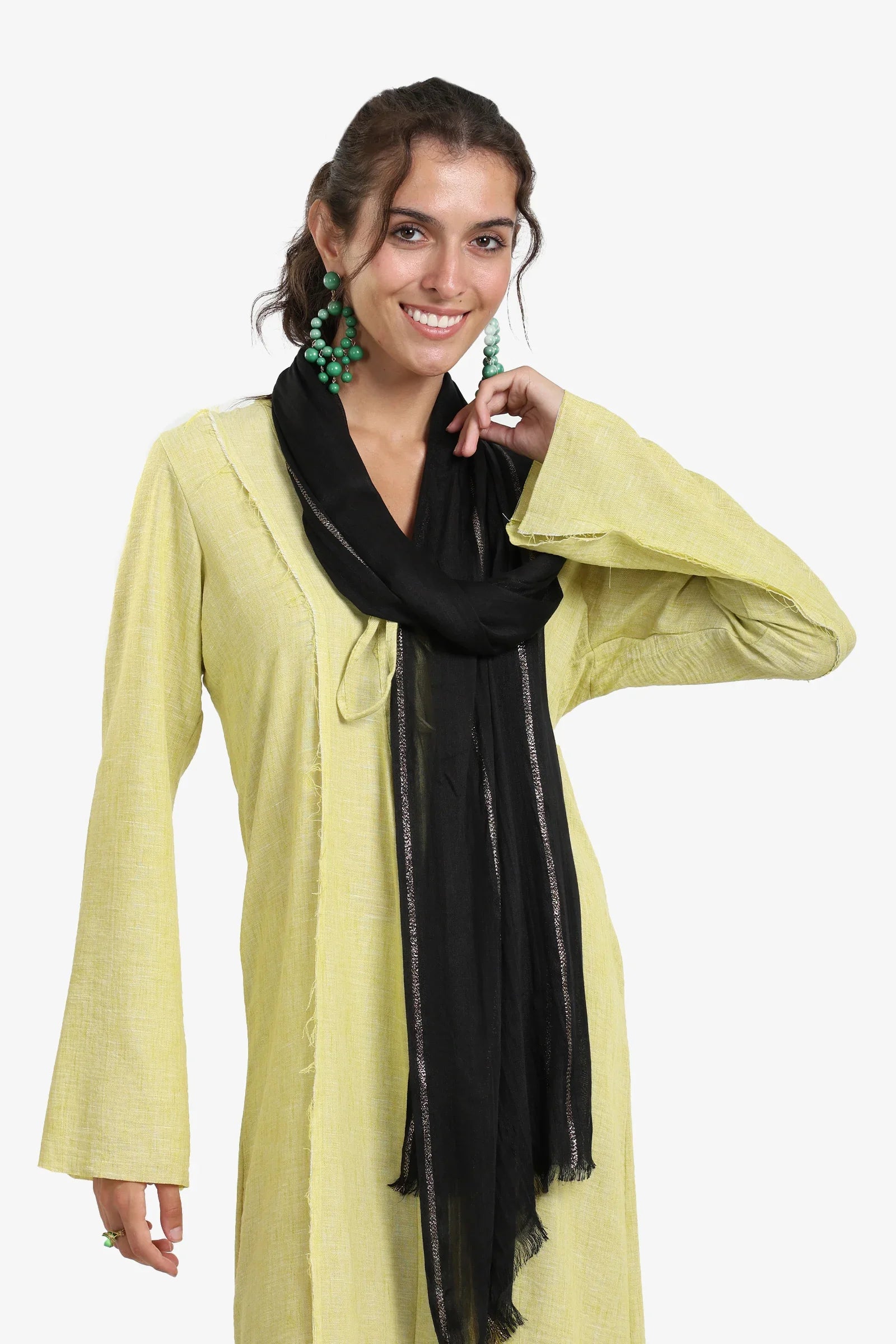 Black Glitter Stripe Scarf