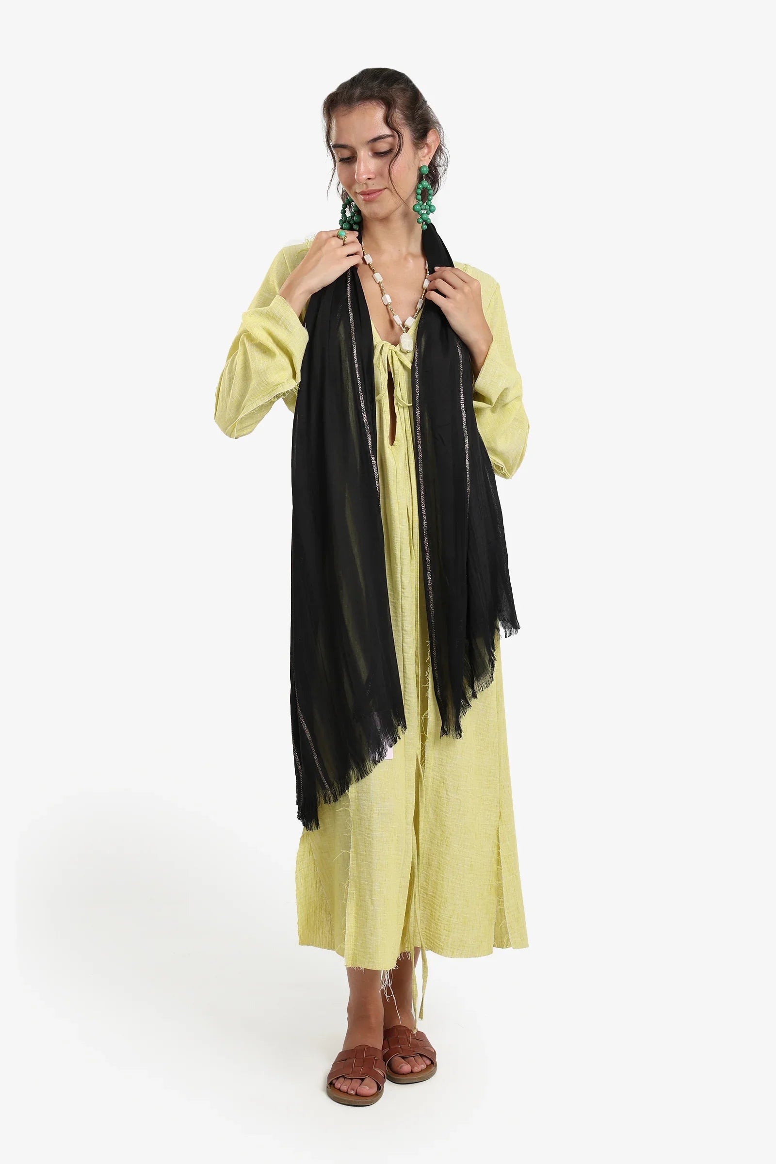 Black Glitter Stripe Scarf