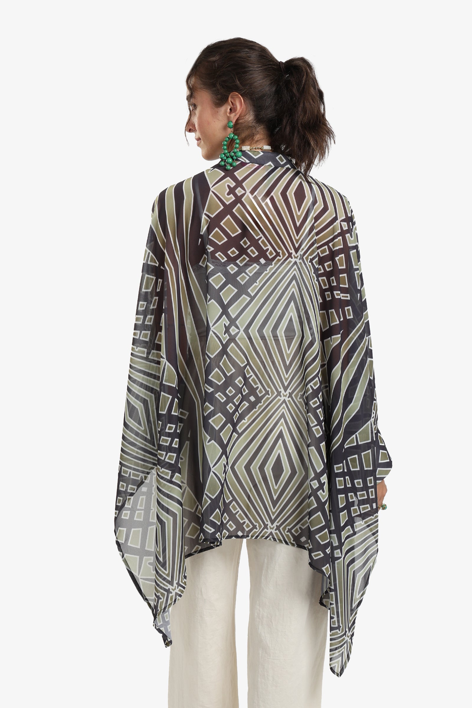 Chiffon Printed Shirt Poncho