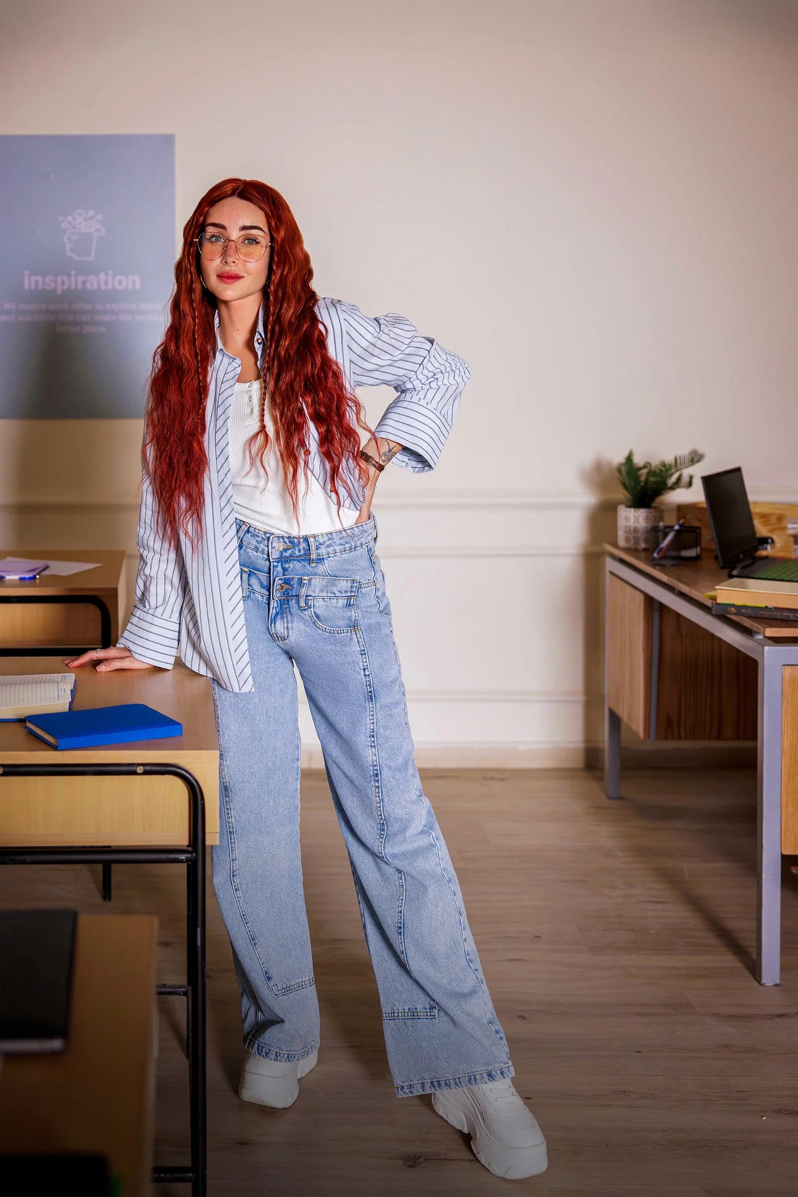 Poplin Blue Striped Shirt