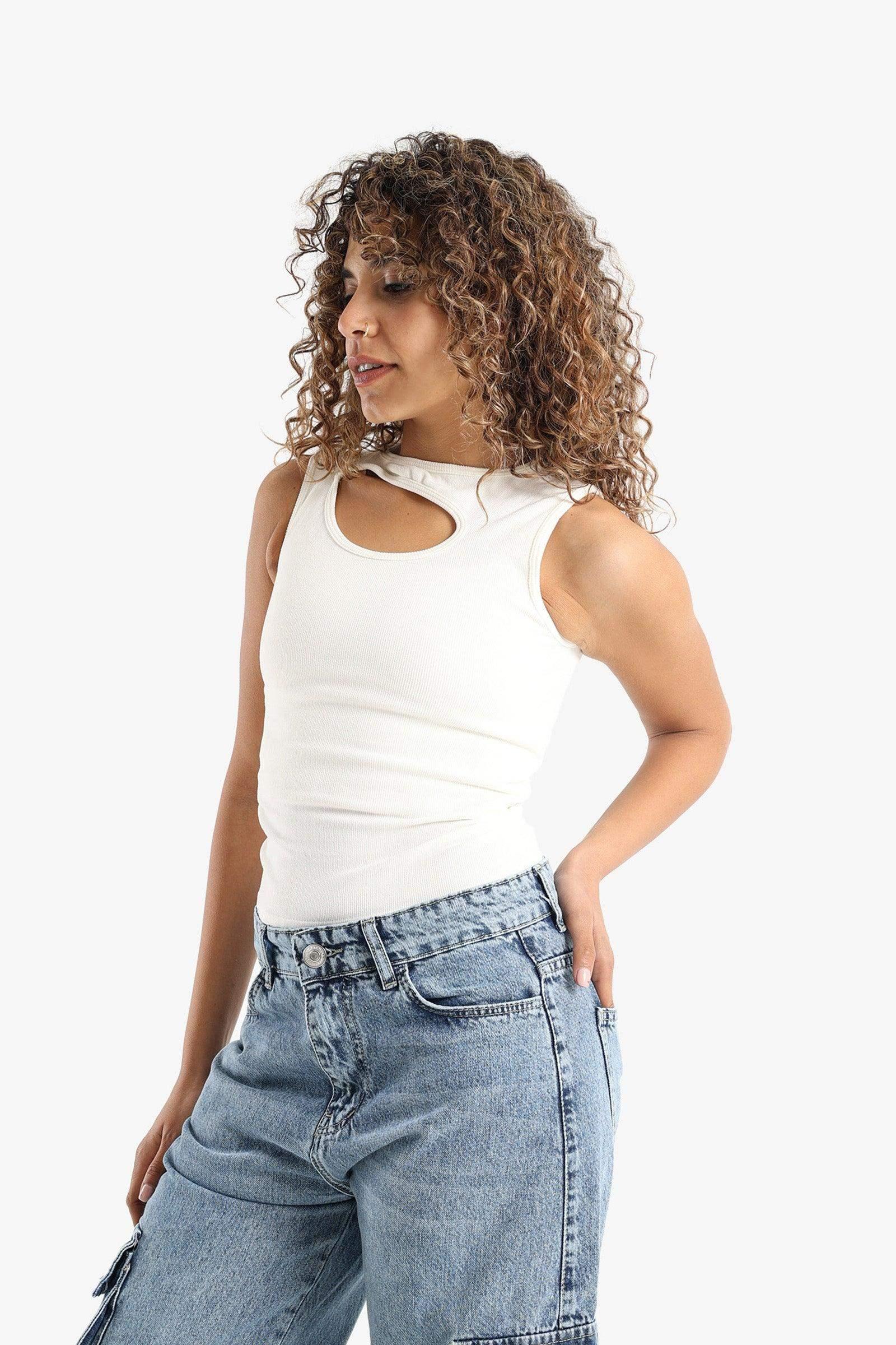 Ribbed Front Cut Out Top - Carina - كارينا
