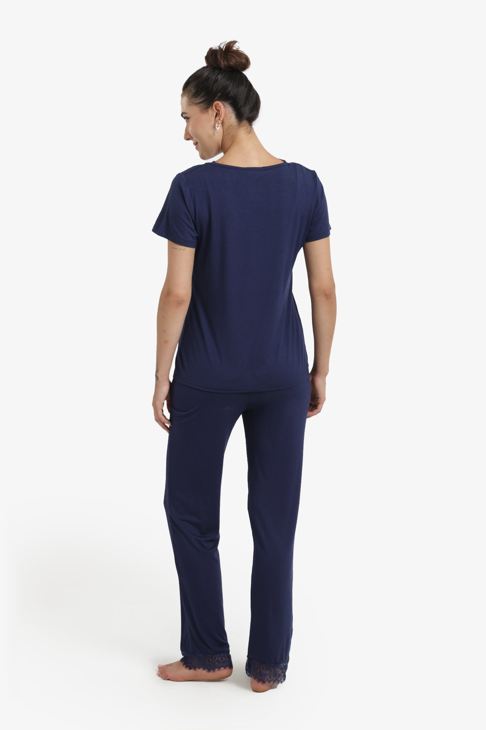 Pyjama Set with Lace Edges