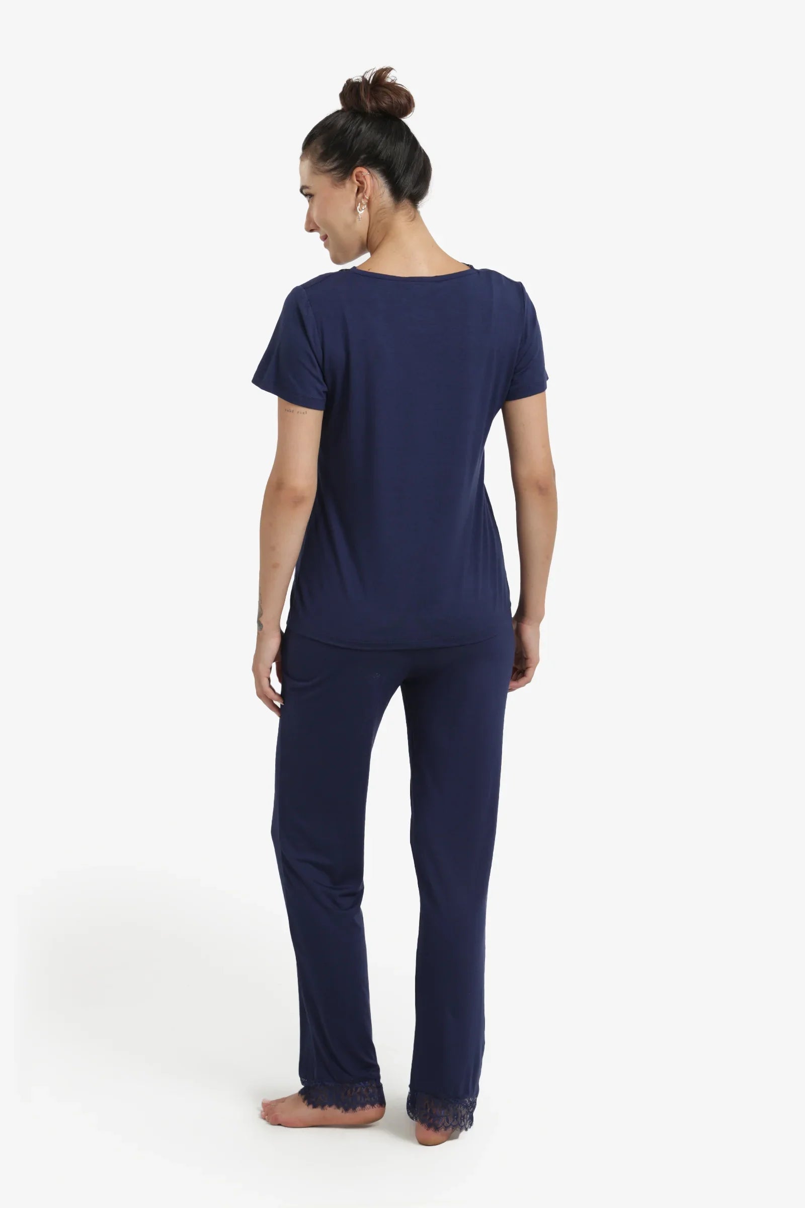 Pyjama Set with Lace Edges