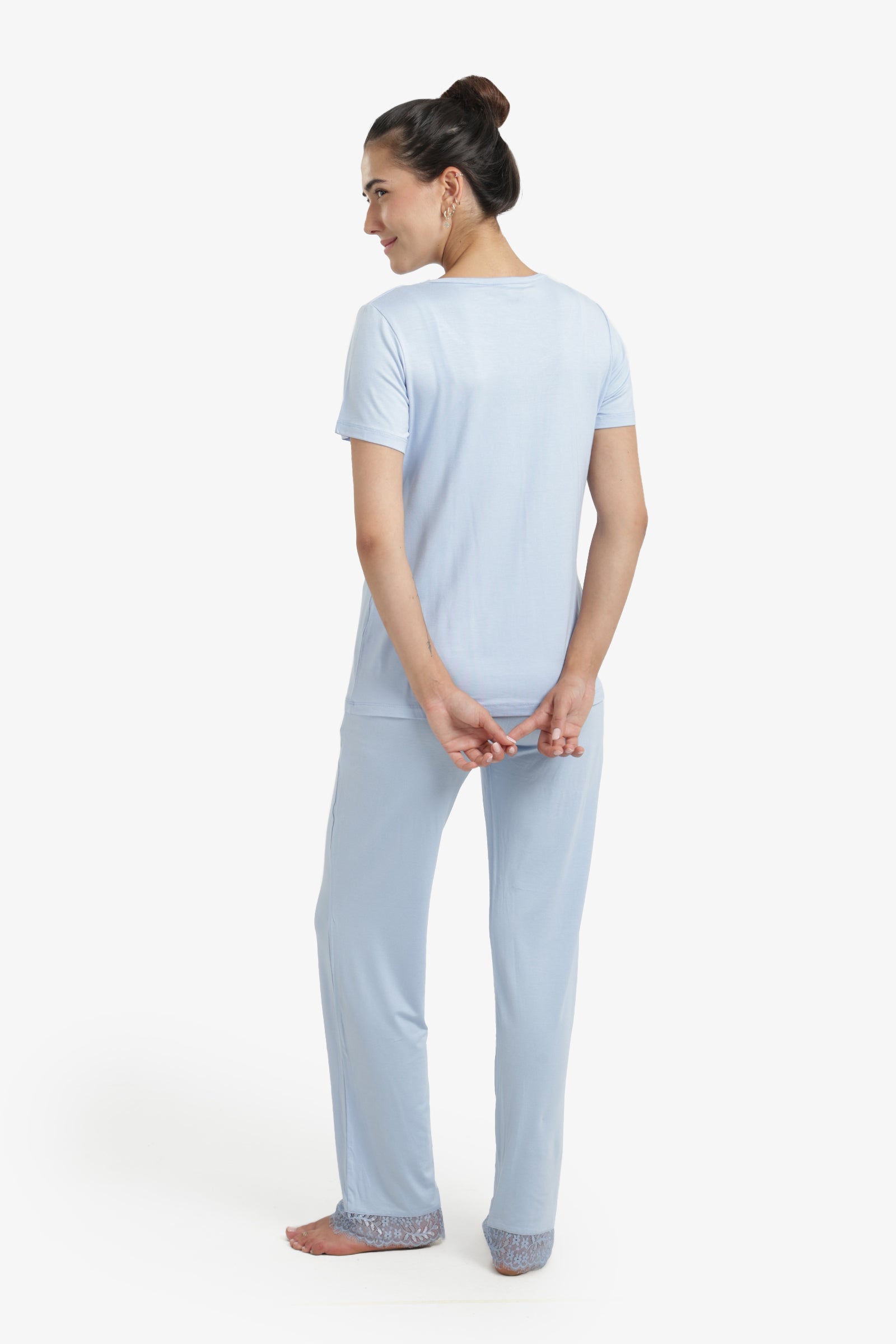 Pyjama Set with Lace Edges