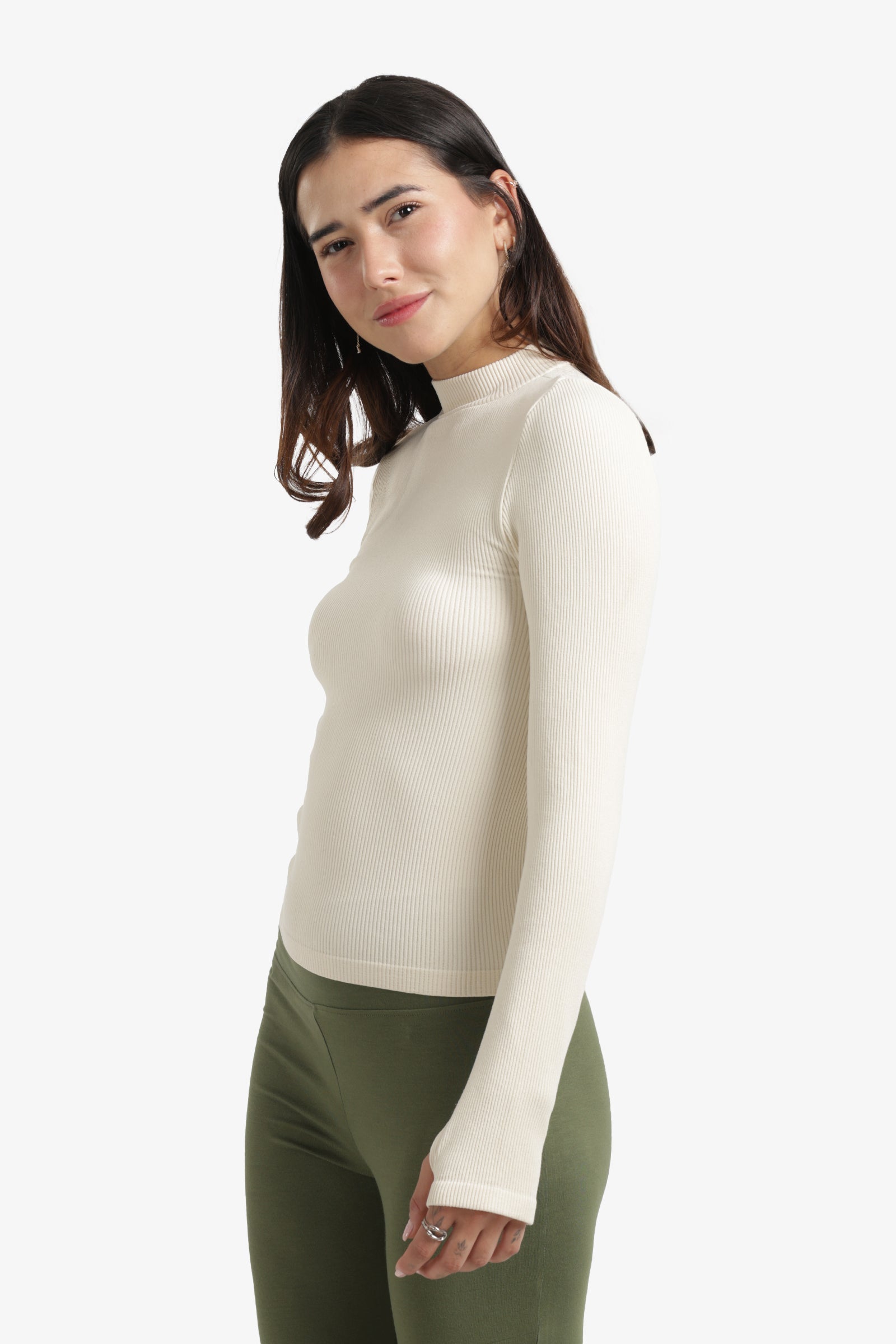 High Neck Top with Thumbhole