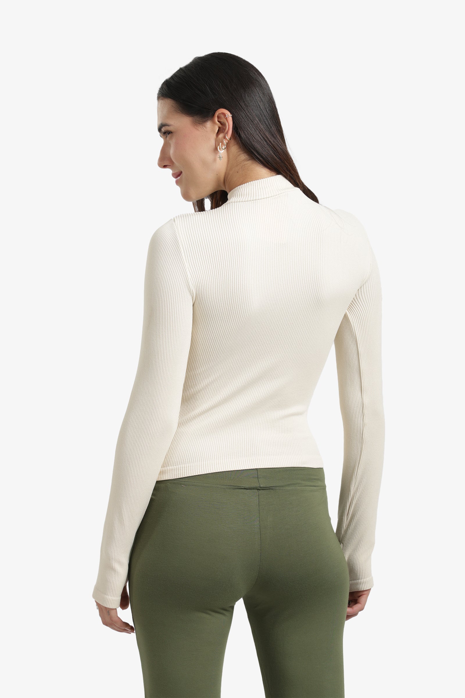 High Neck Top with Thumbhole