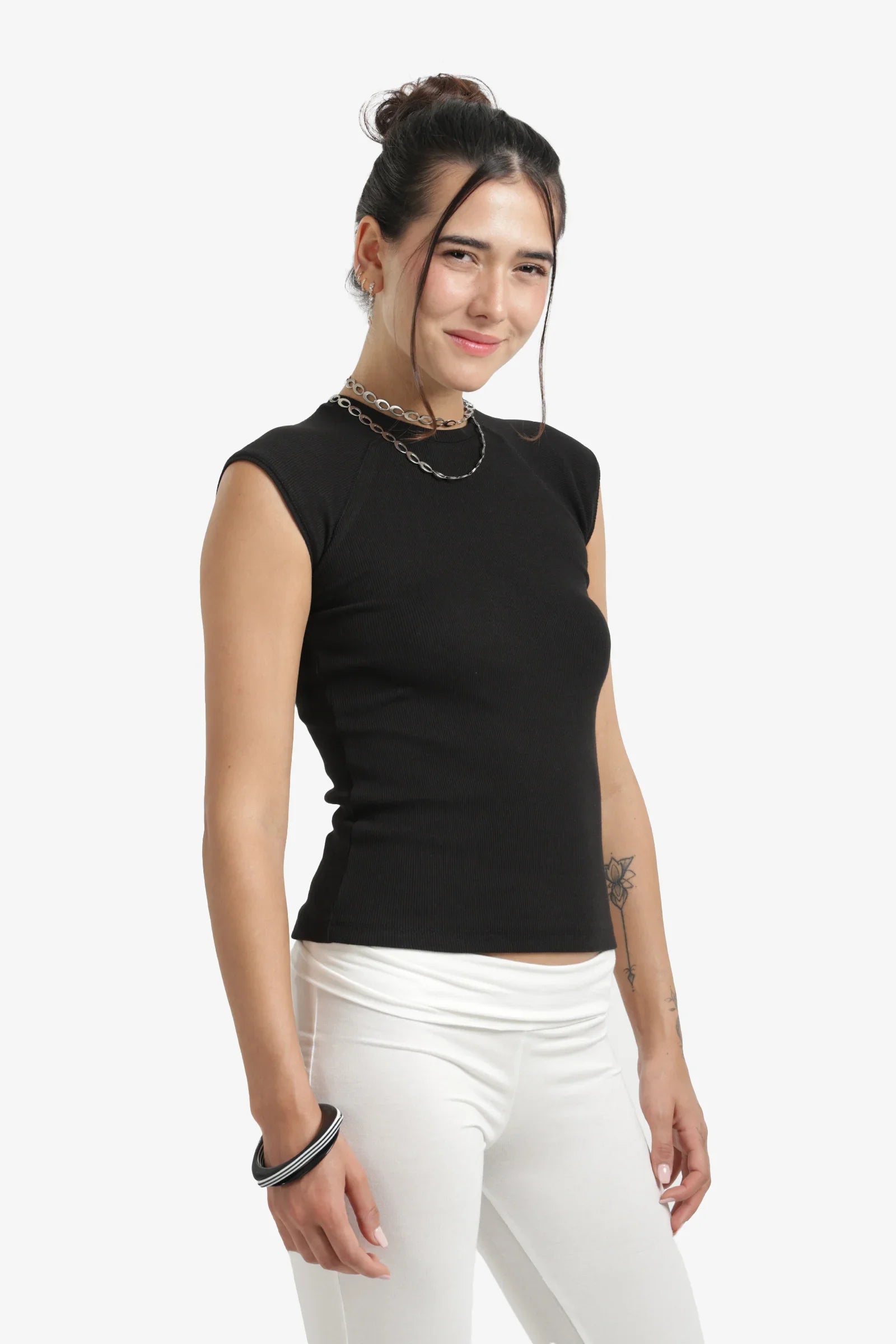 Ribbed Cap Sleeves Top