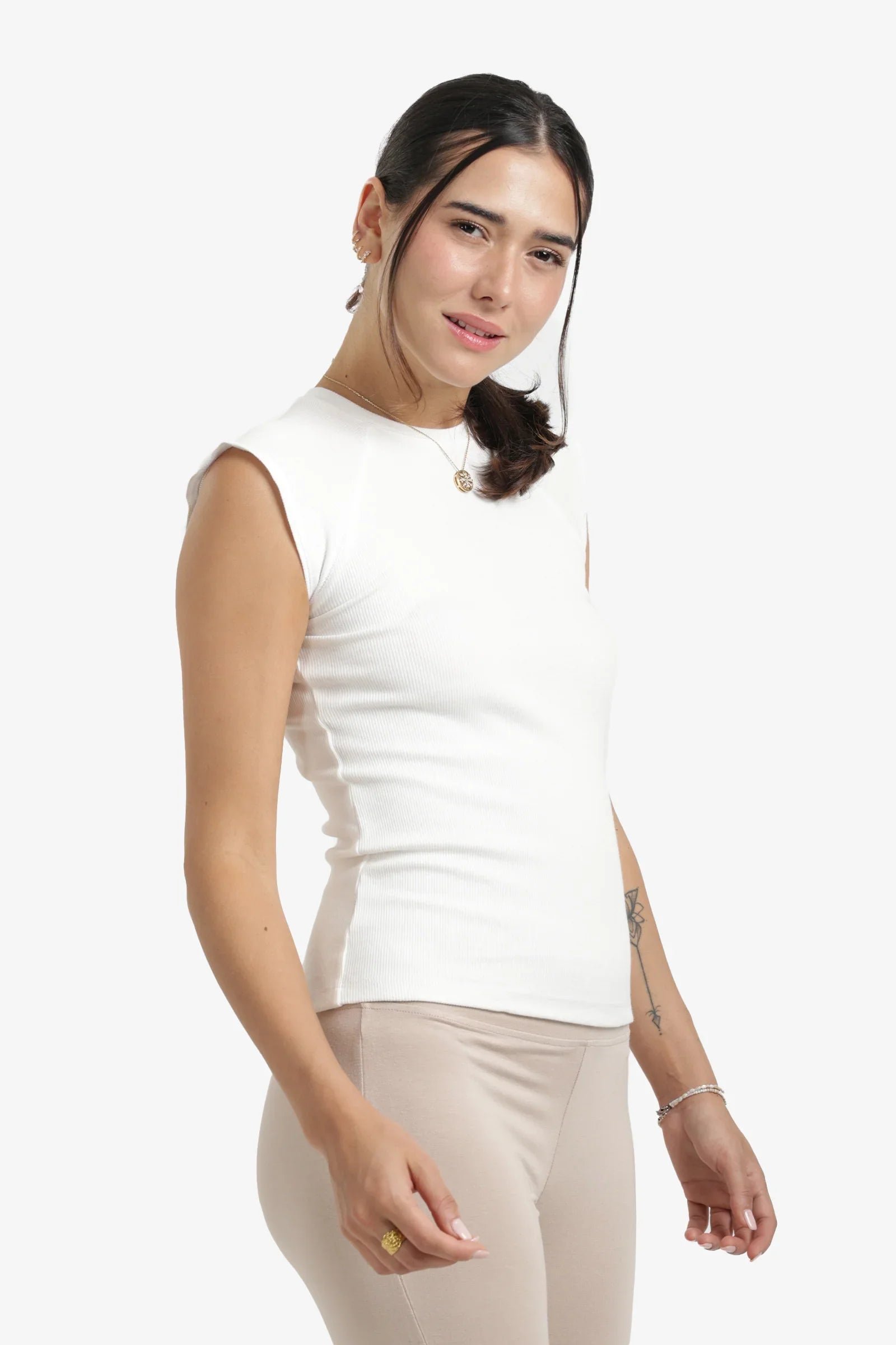 Ribbed Cap Sleeves Top