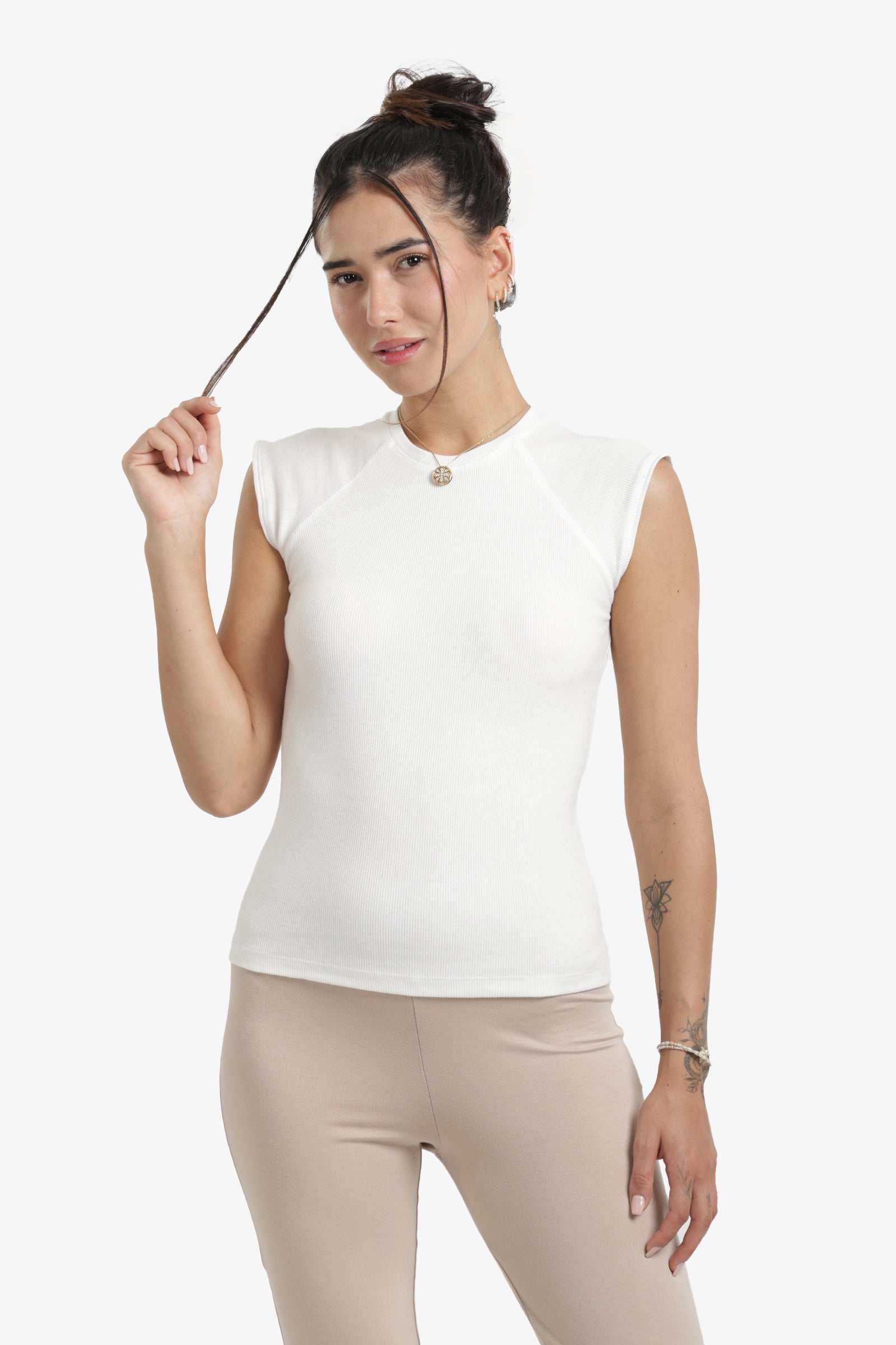 Ribbed Cap Sleeves Top