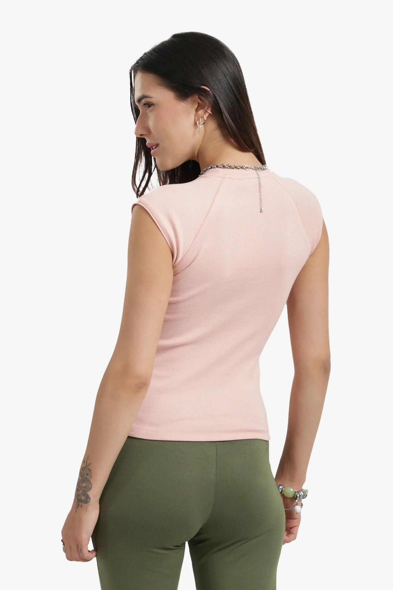 Ribbed Cap Sleeves Top
