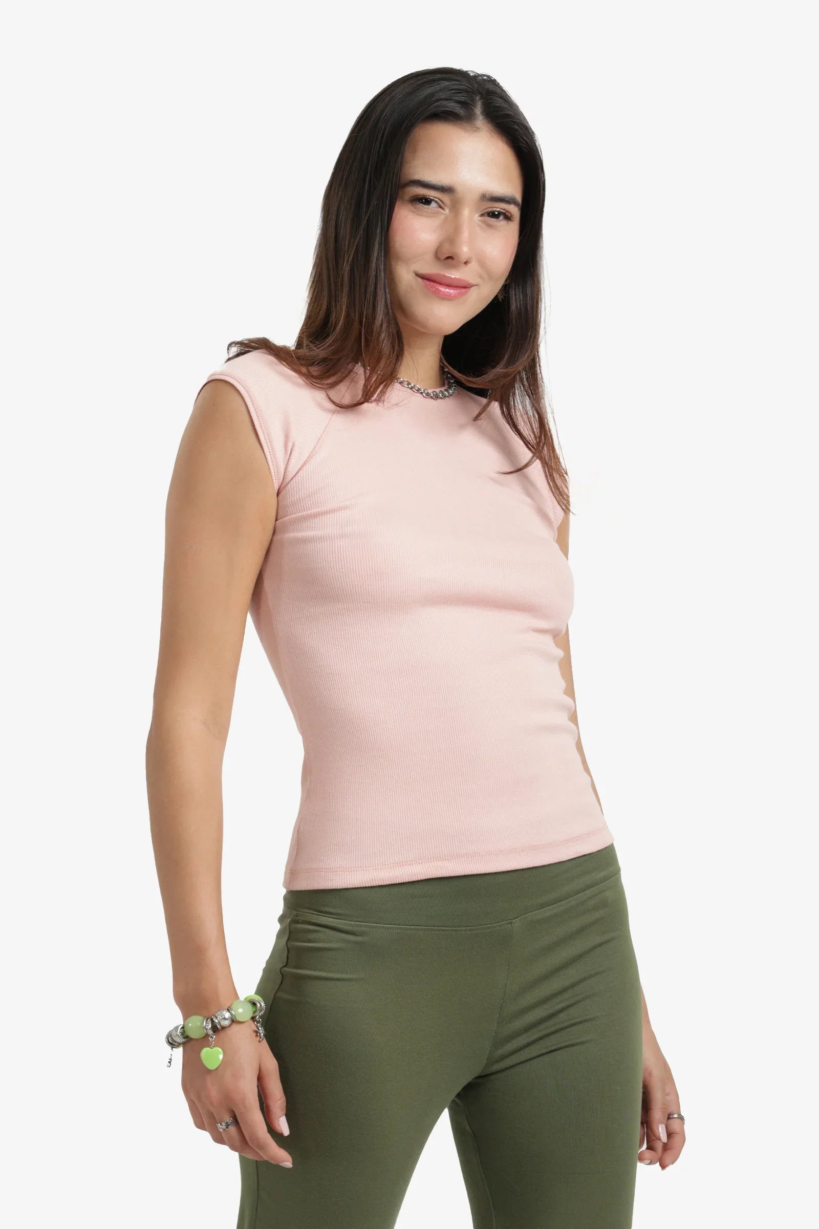 Ribbed Cap Sleeves Top
