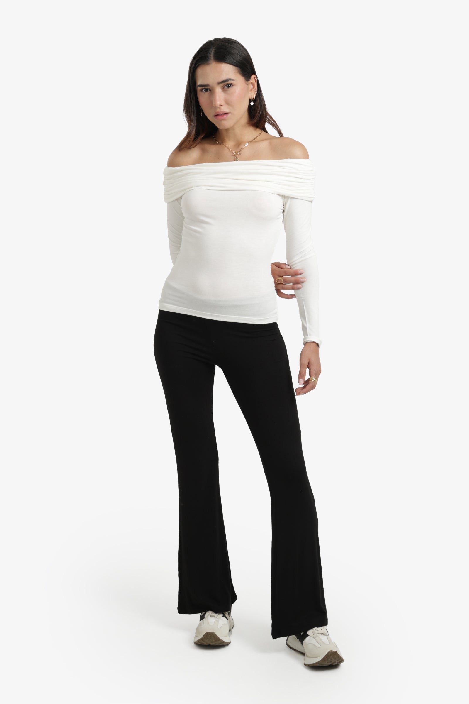 Elastic Waist Flare Pants