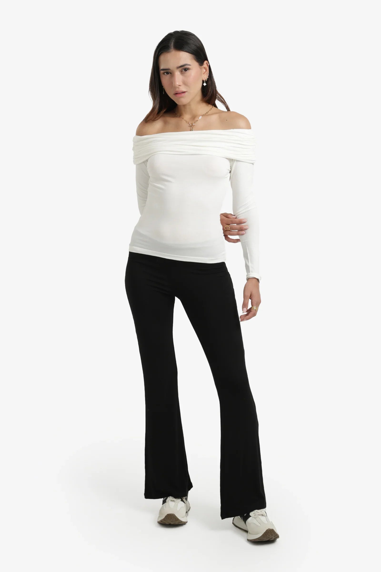 Elastic Waist Flare Pants