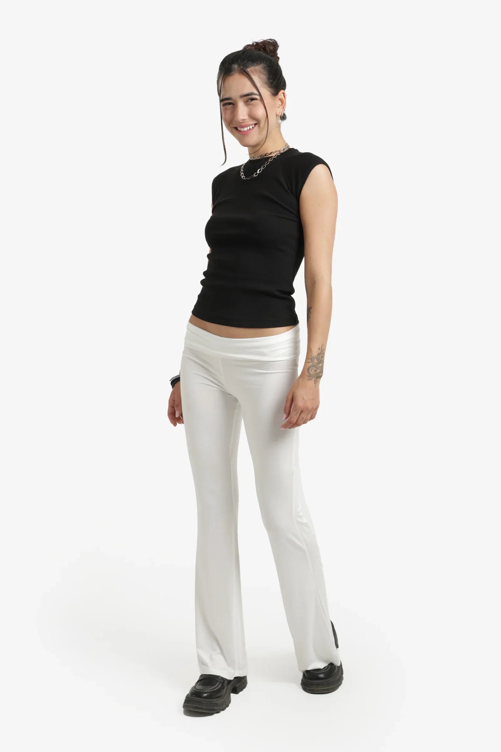 Elastic Waist Flare Pants