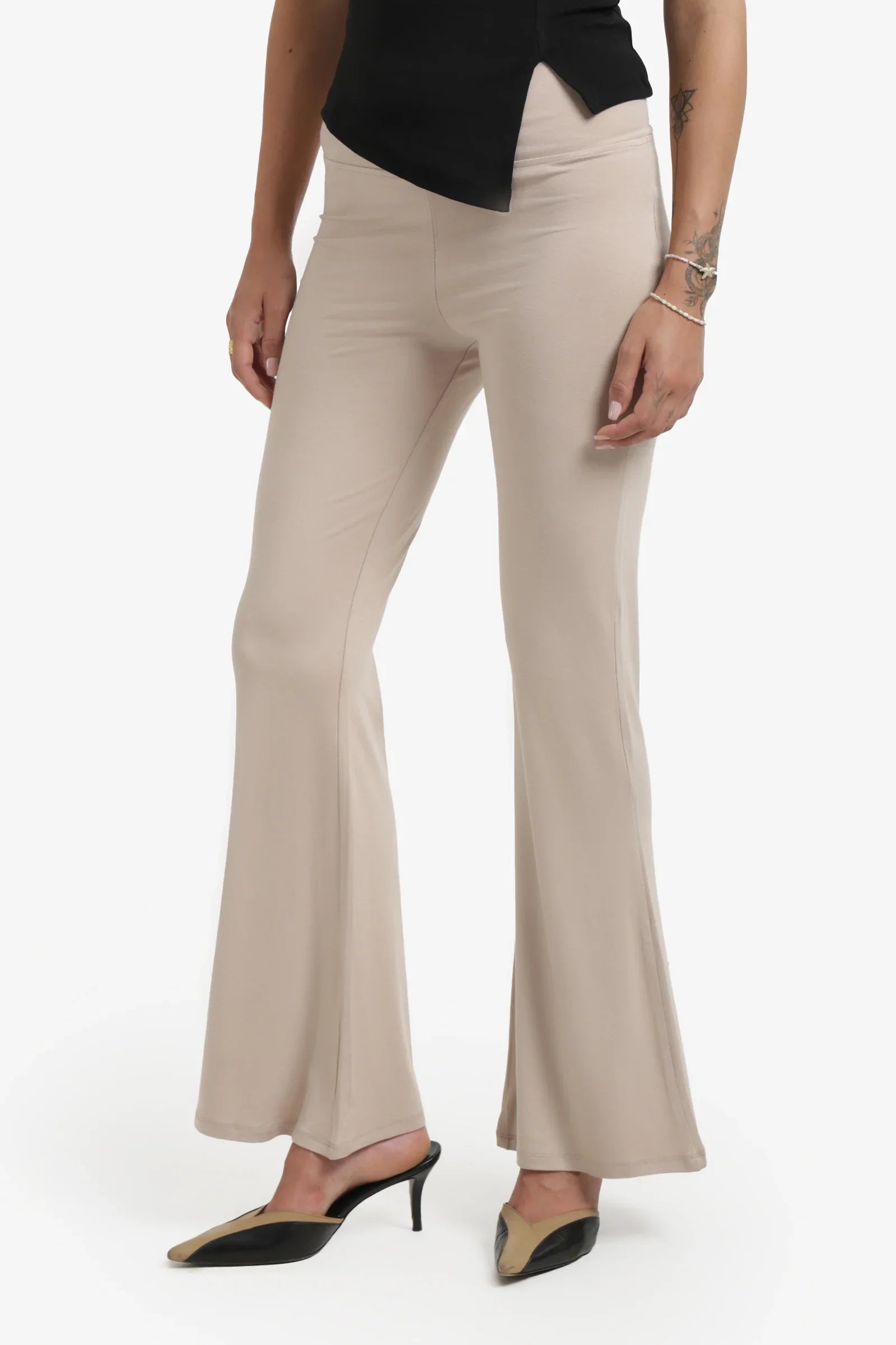 Elastic Waist Flare Pants