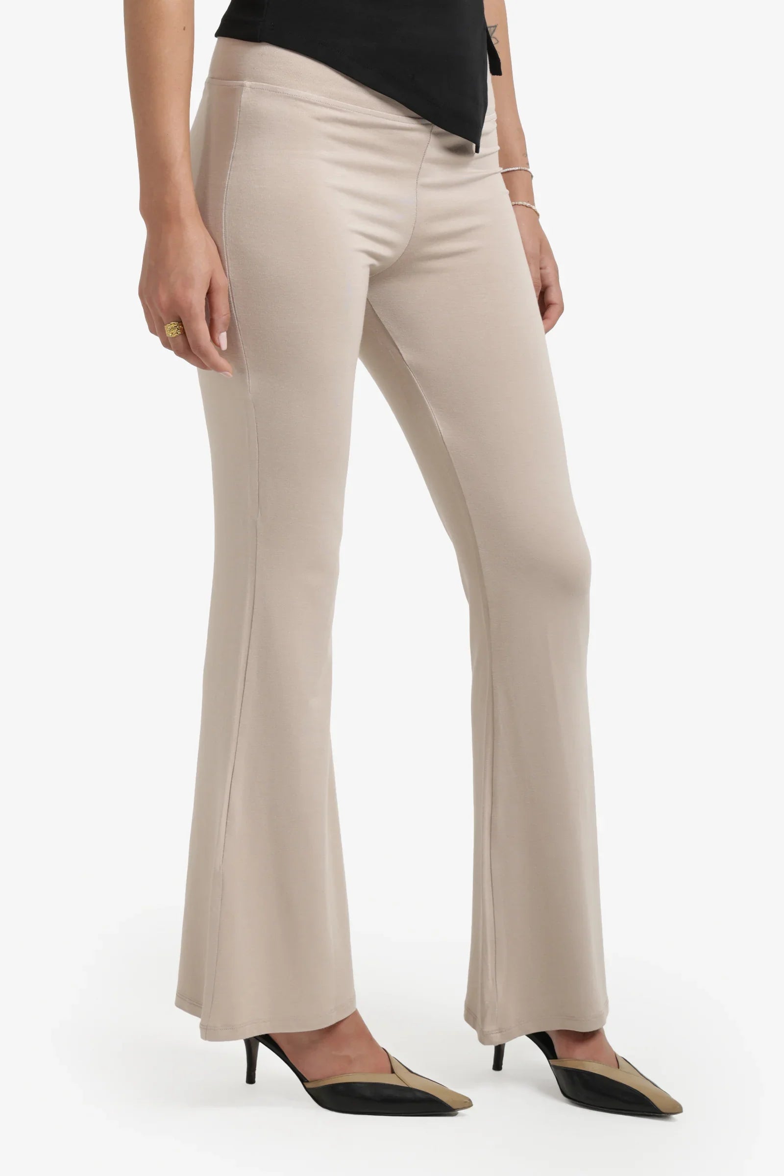 Elastic Waist Flare Pants