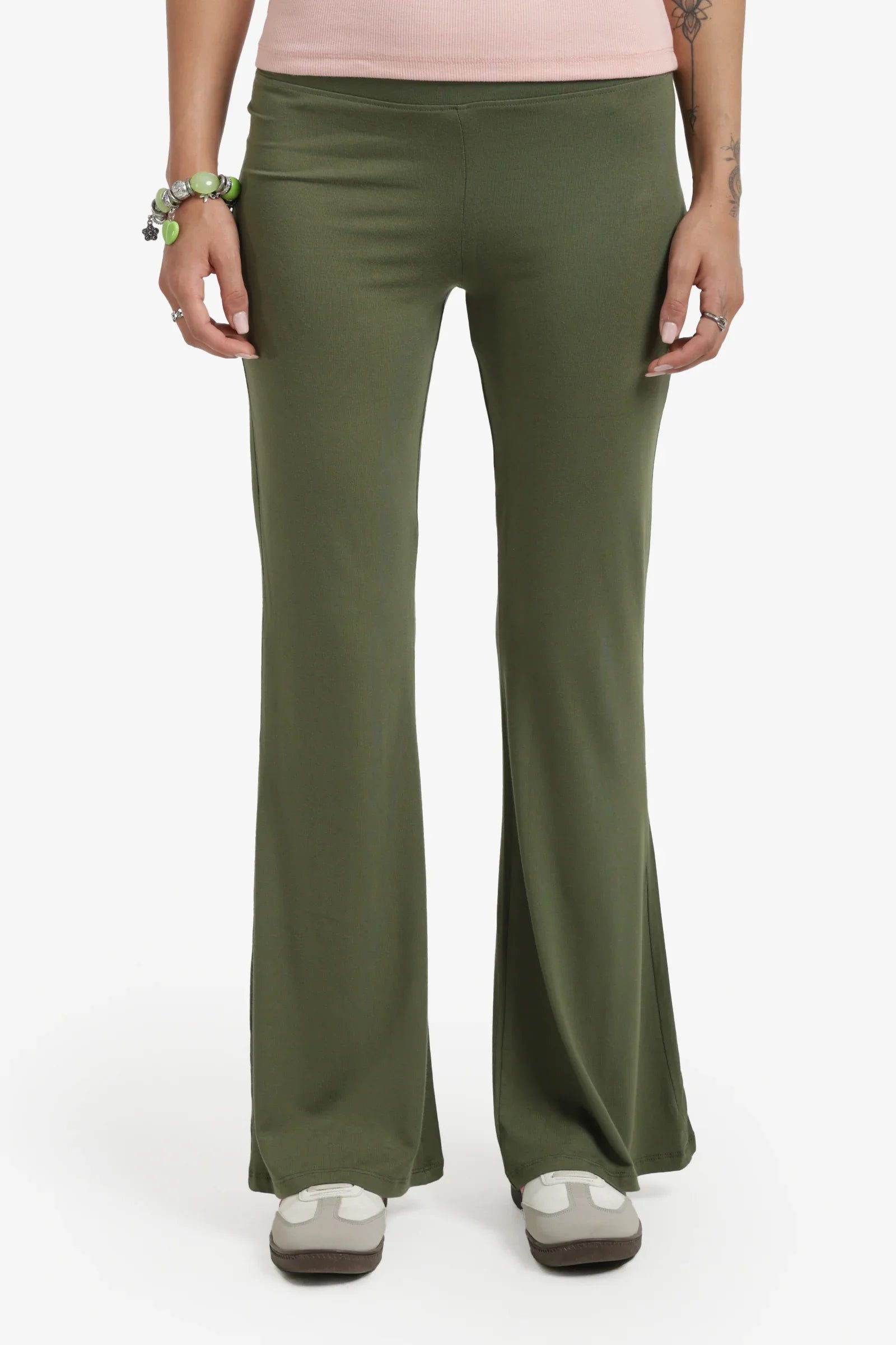 Elastic Waist Flare Pants