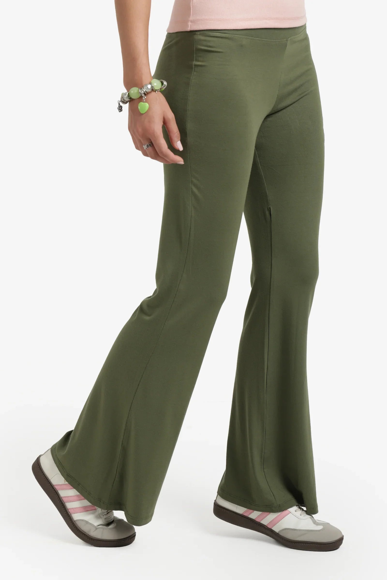 Elastic Waist Flare Pants