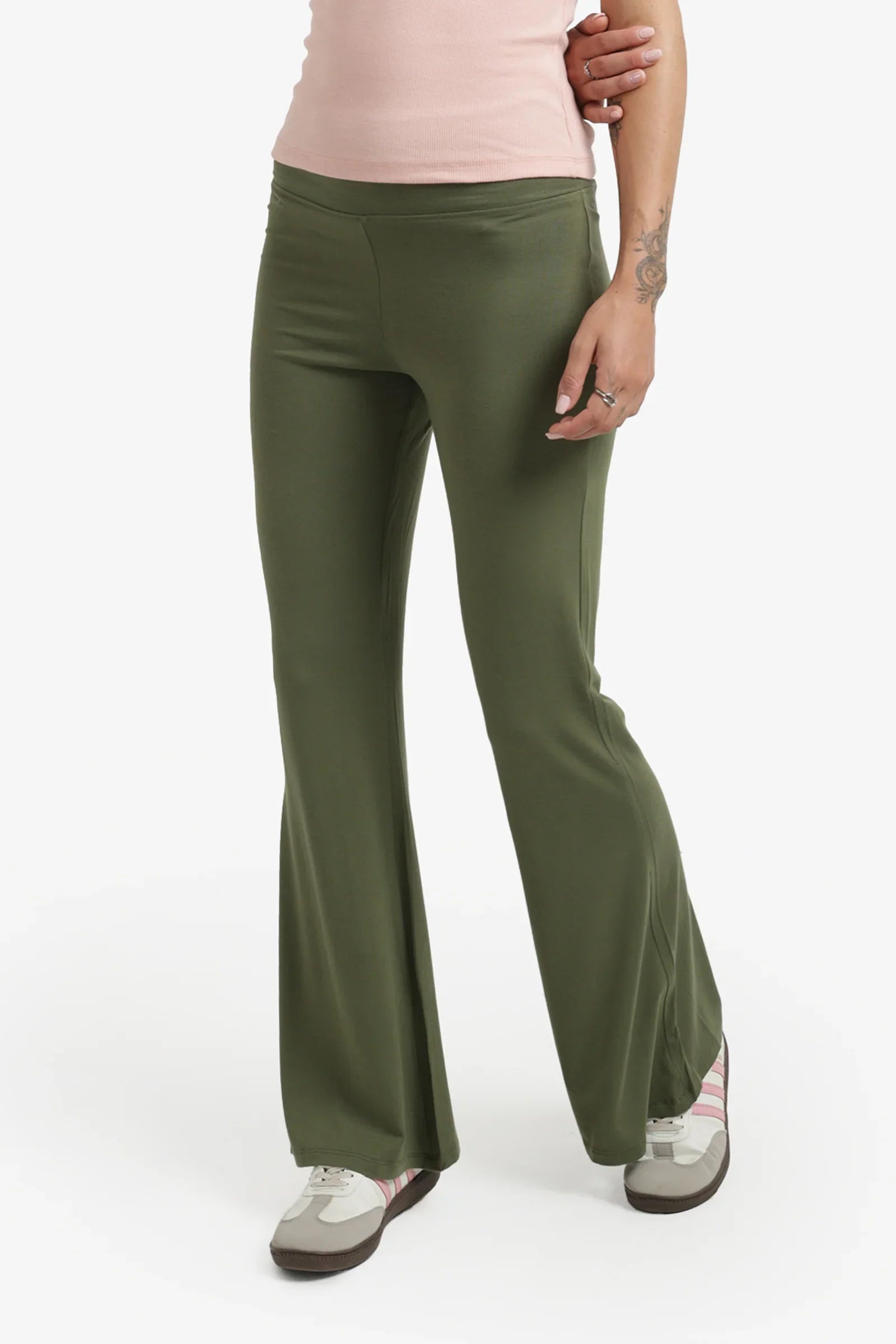 Elastic Waist Flare Pants