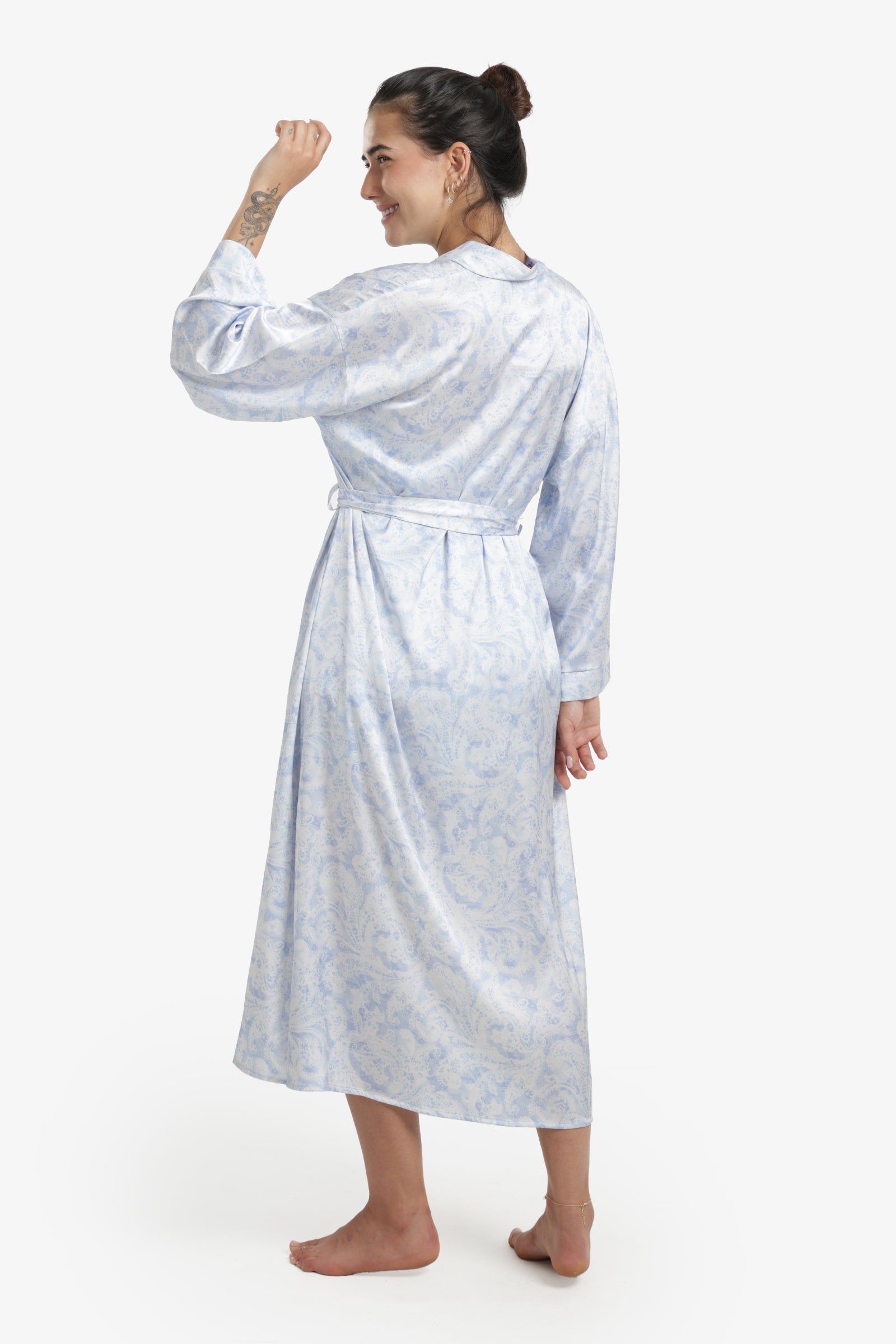 Printed Midi Satin Robe