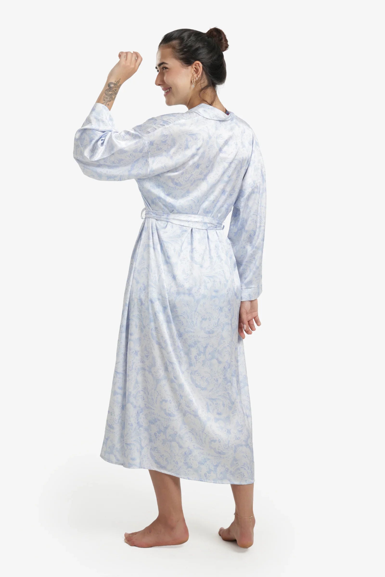 Printed Midi Satin Robe