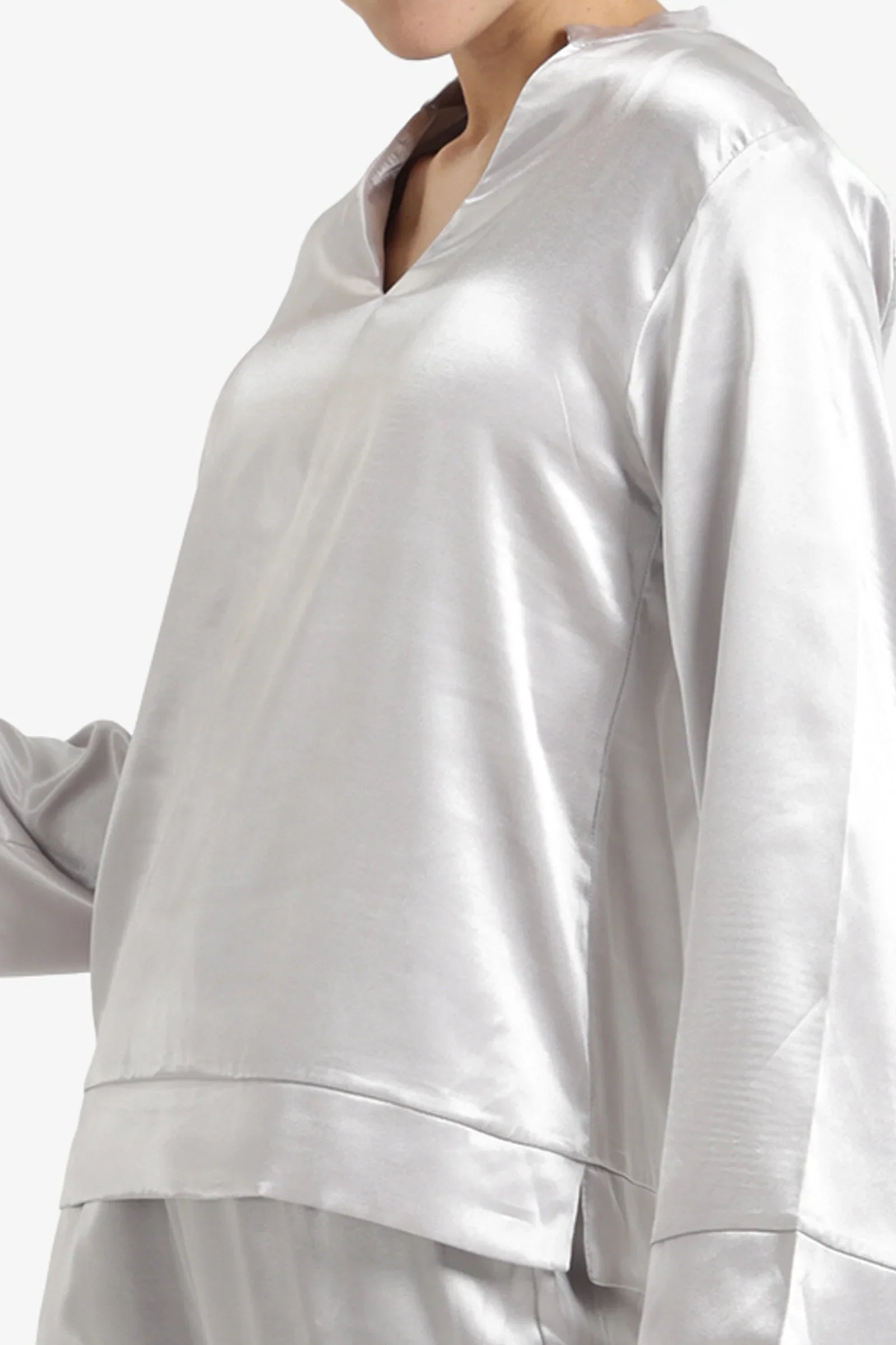 Silver Satin Pyjama Set