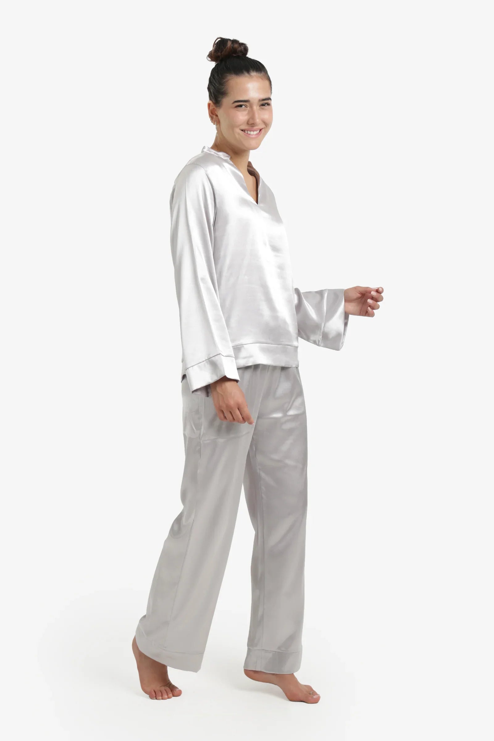 Silver Satin Pyjama Set