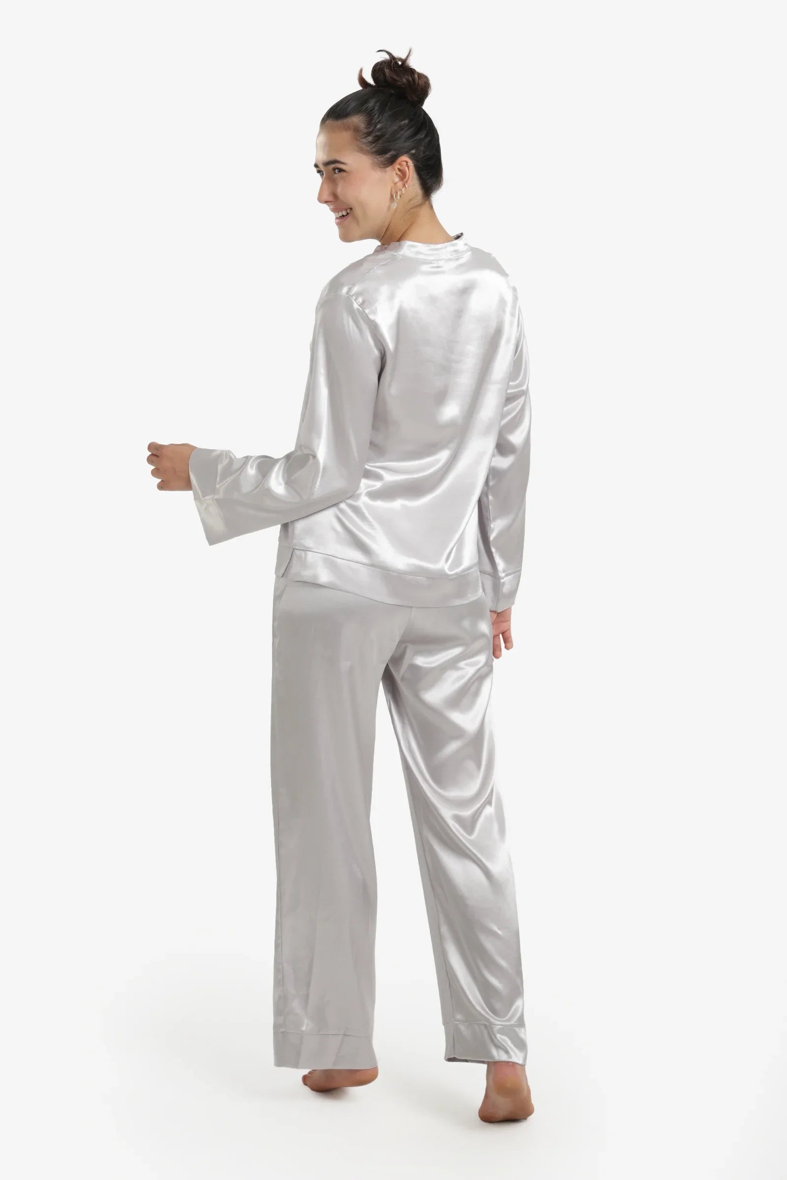 Silver Satin Pyjama Set