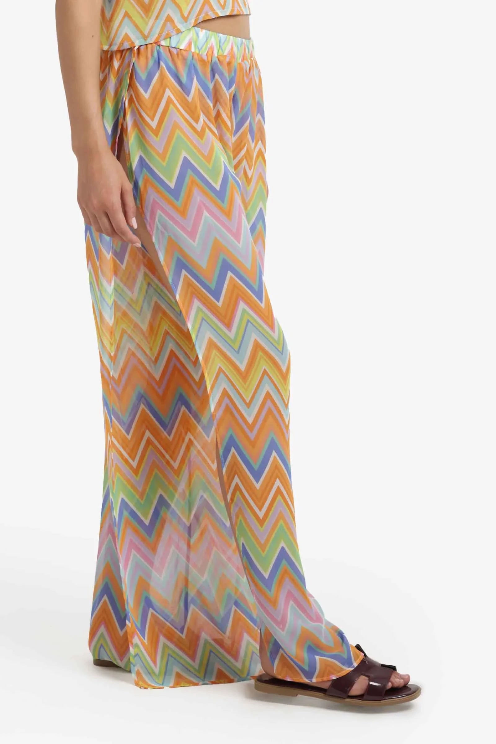 Chevron Print Sheer Beach Pants